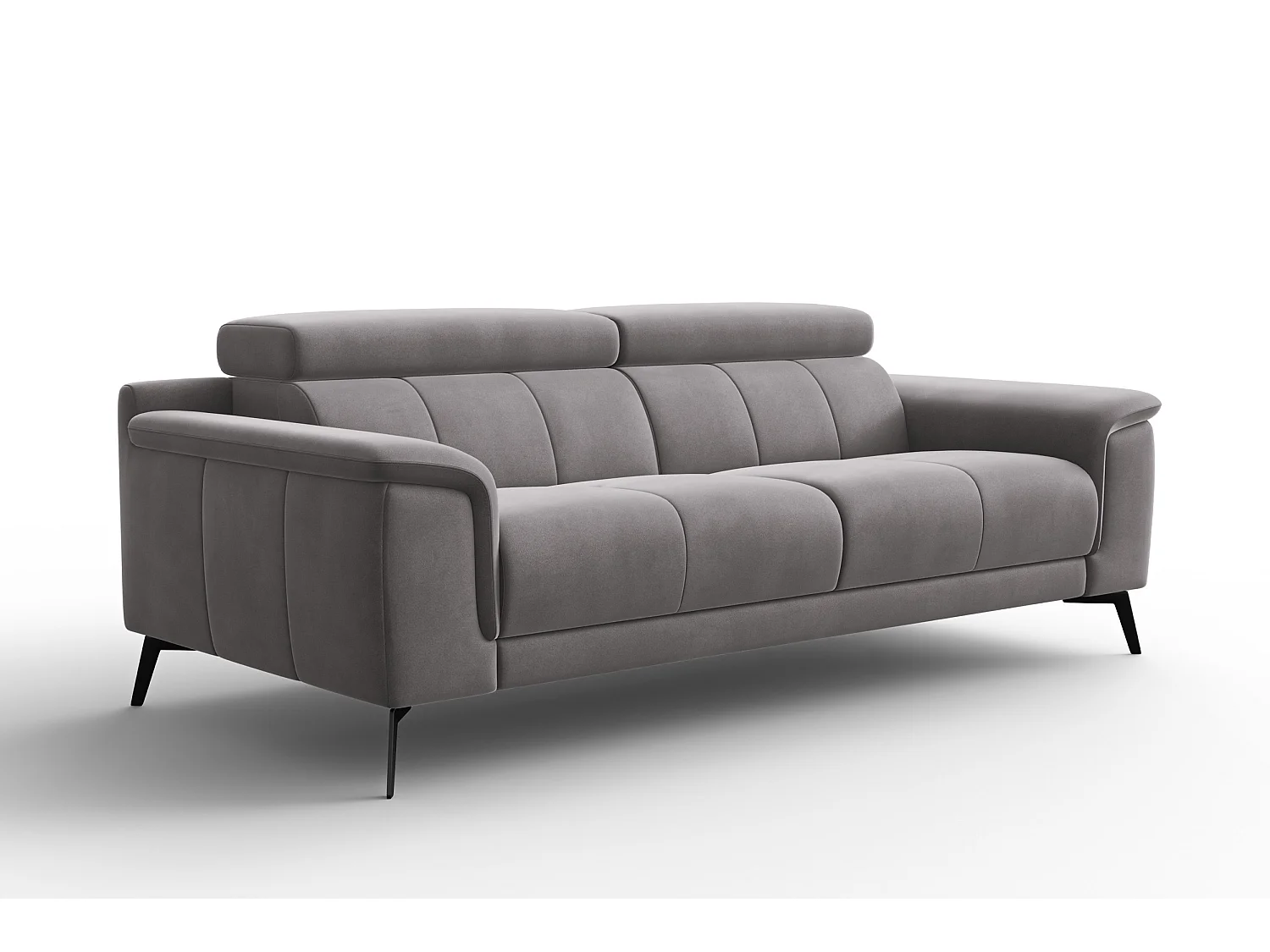 Sofa 3-Sitzer FIERO, Dunkelgrauer Veloursstoff