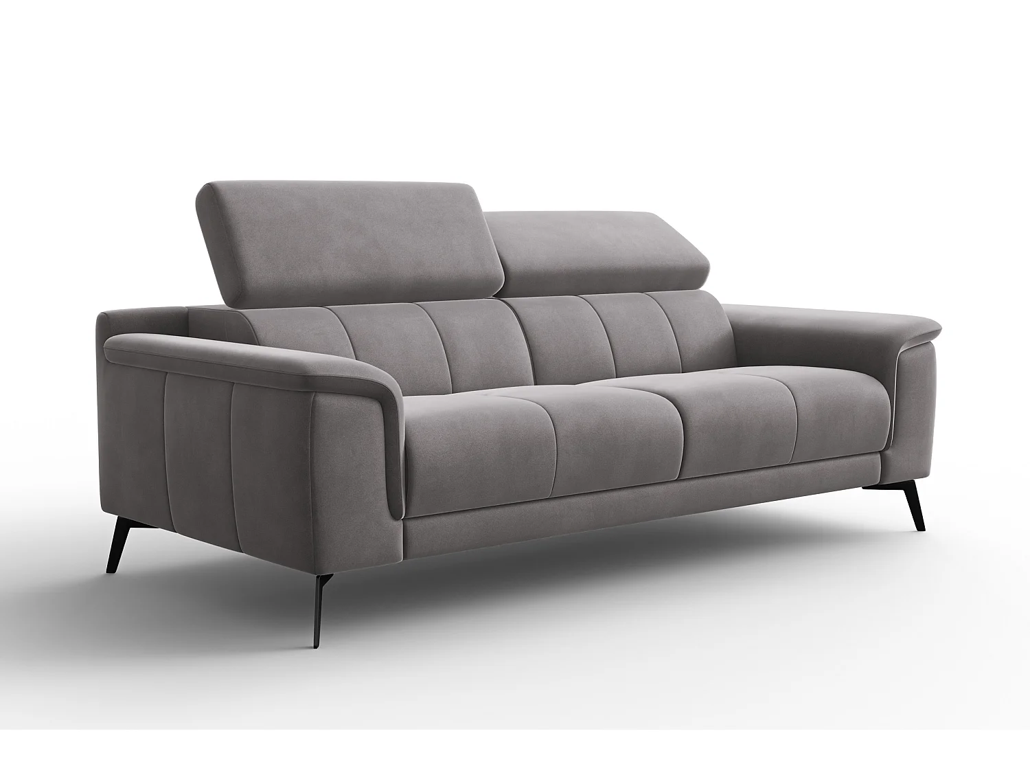Sofa 3-Sitzer FIERO, Dunkelgrauer Veloursstoff