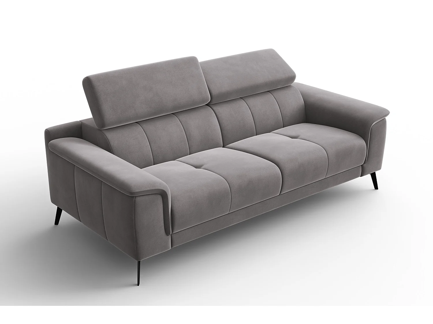 Sofa 3-Sitzer FIERO, Dunkelgrauer Veloursstoff