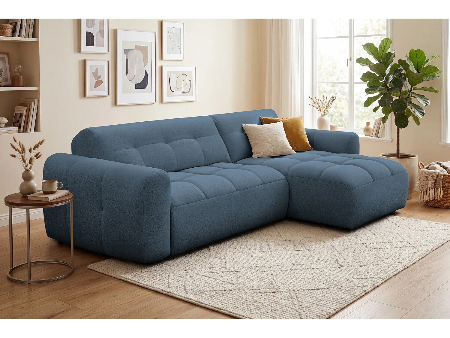 Ecksofa 4-Sitzer rechts LUMERO, marineblau