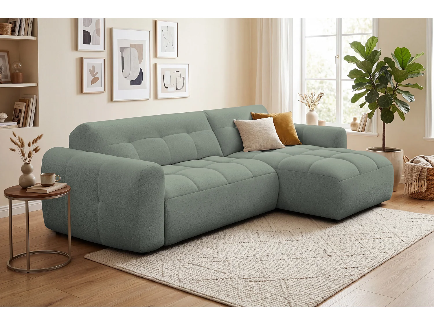 Ecksofa 4-Sitzer rechts LUMERO, olive