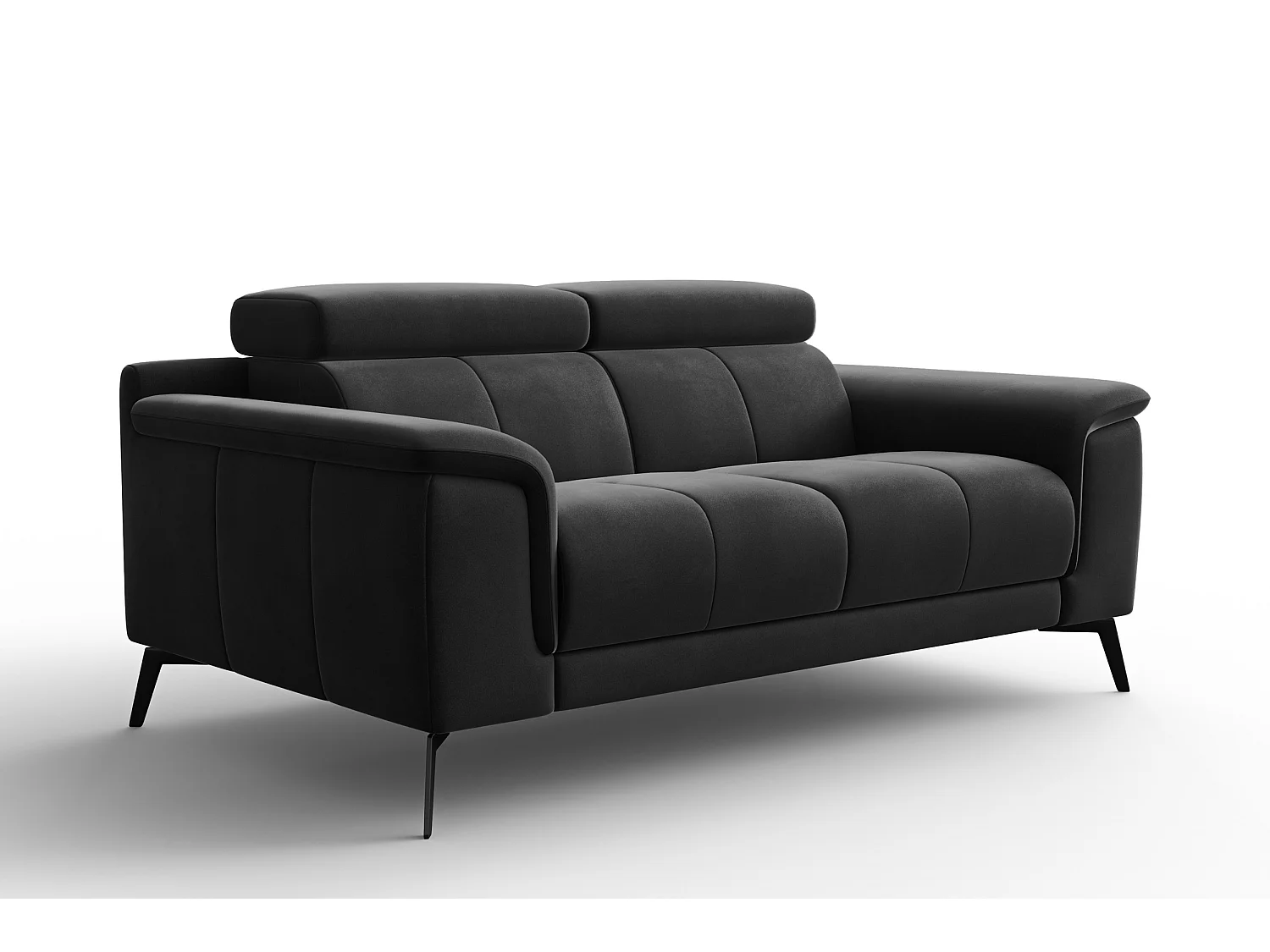 Sofa 2-Sitzer FIERO, Schwarzer Veloursstoff