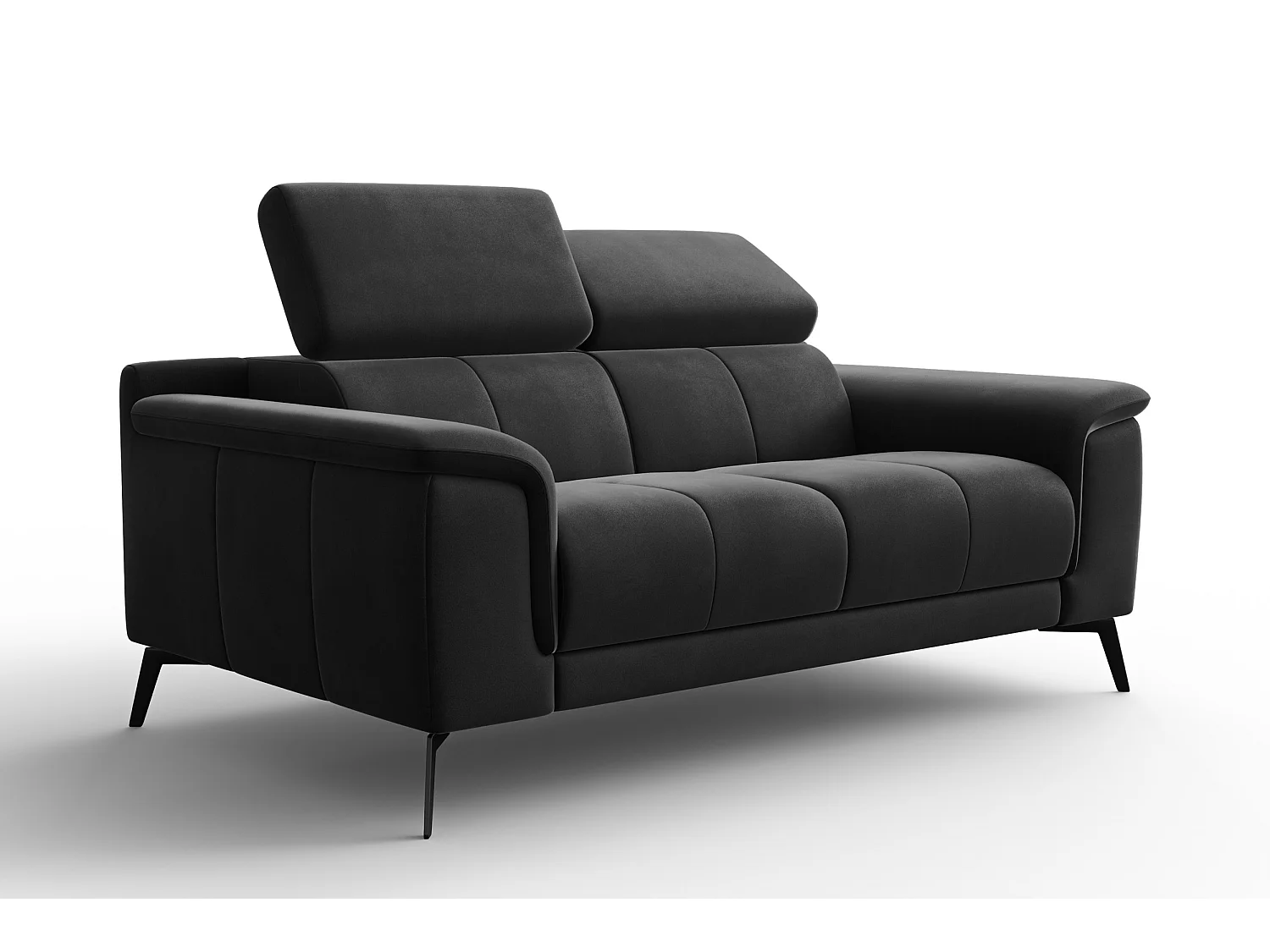 Sofa 2-Sitzer FIERO, Schwarzer Veloursstoff