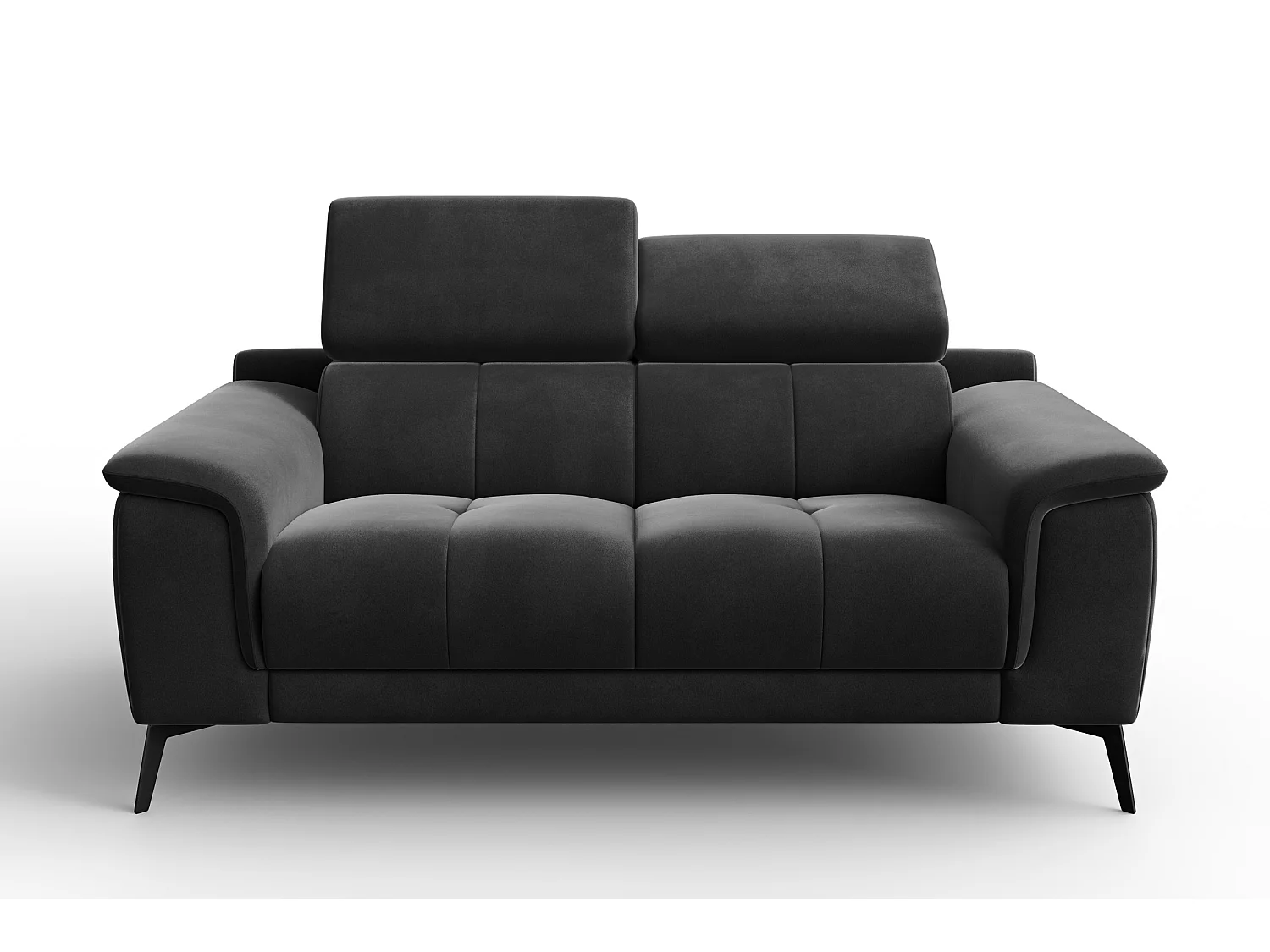 Sofa 2-Sitzer FIERO, Schwarzer Veloursstoff
