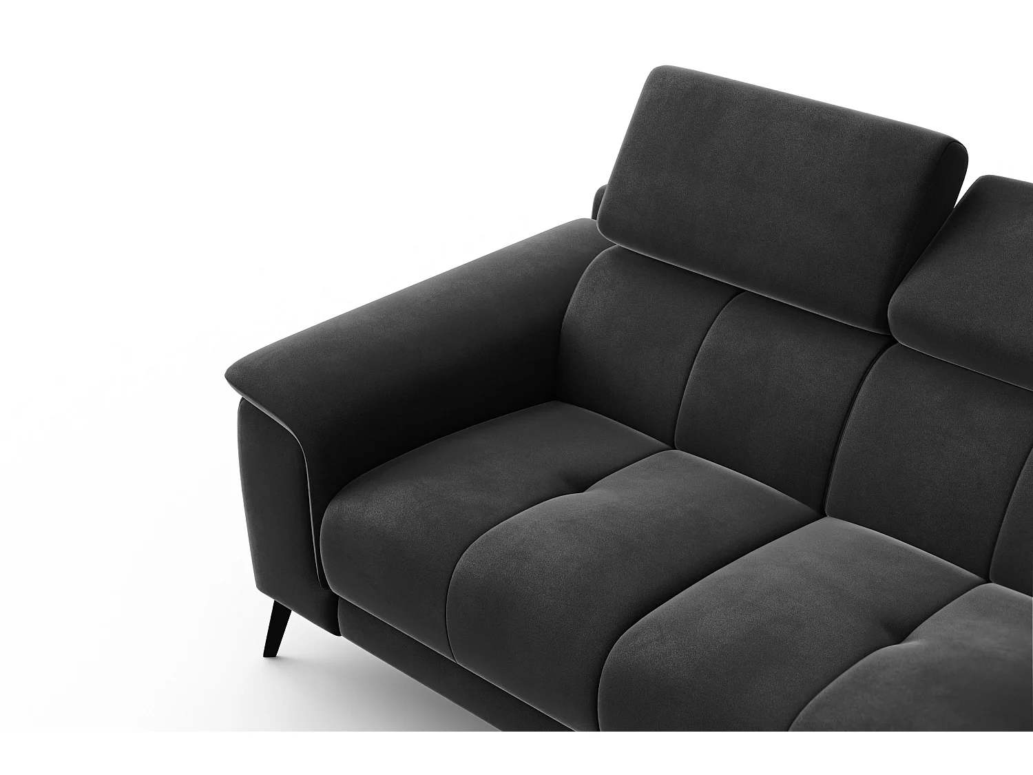 Sofa 2-Sitzer FIERO, Schwarzer Veloursstoff