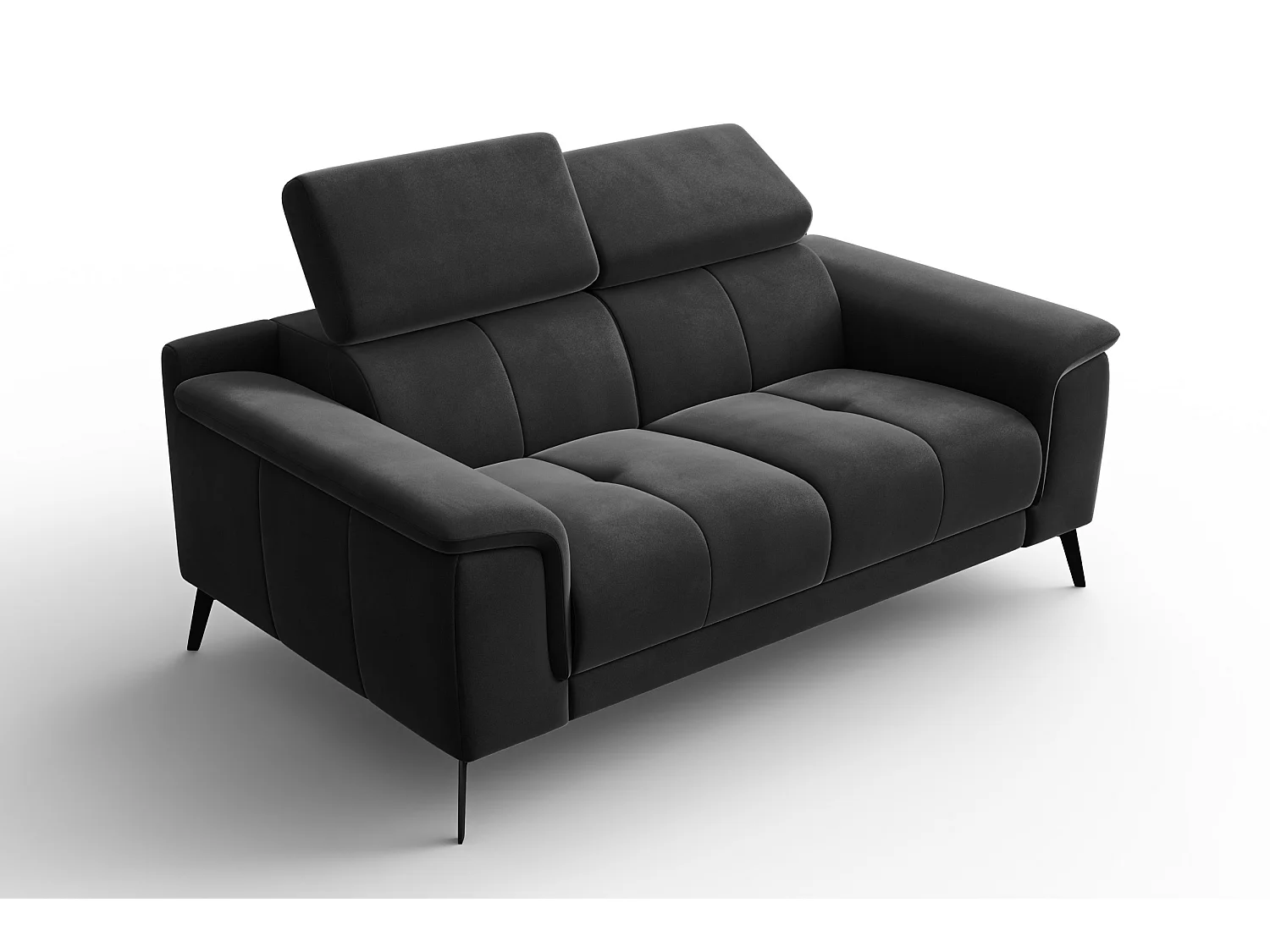 Sofa 2-Sitzer FIERO, Schwarzer Veloursstoff