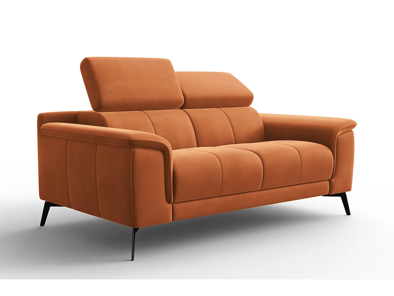 Sofa 2-Sitzer FIERO, Oranger Veloursstoff