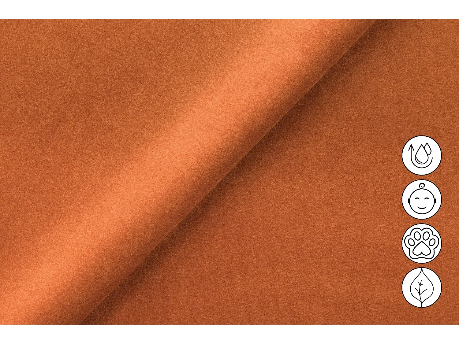 Sofa 2-Sitzer FIERO, Oranger Veloursstoff
