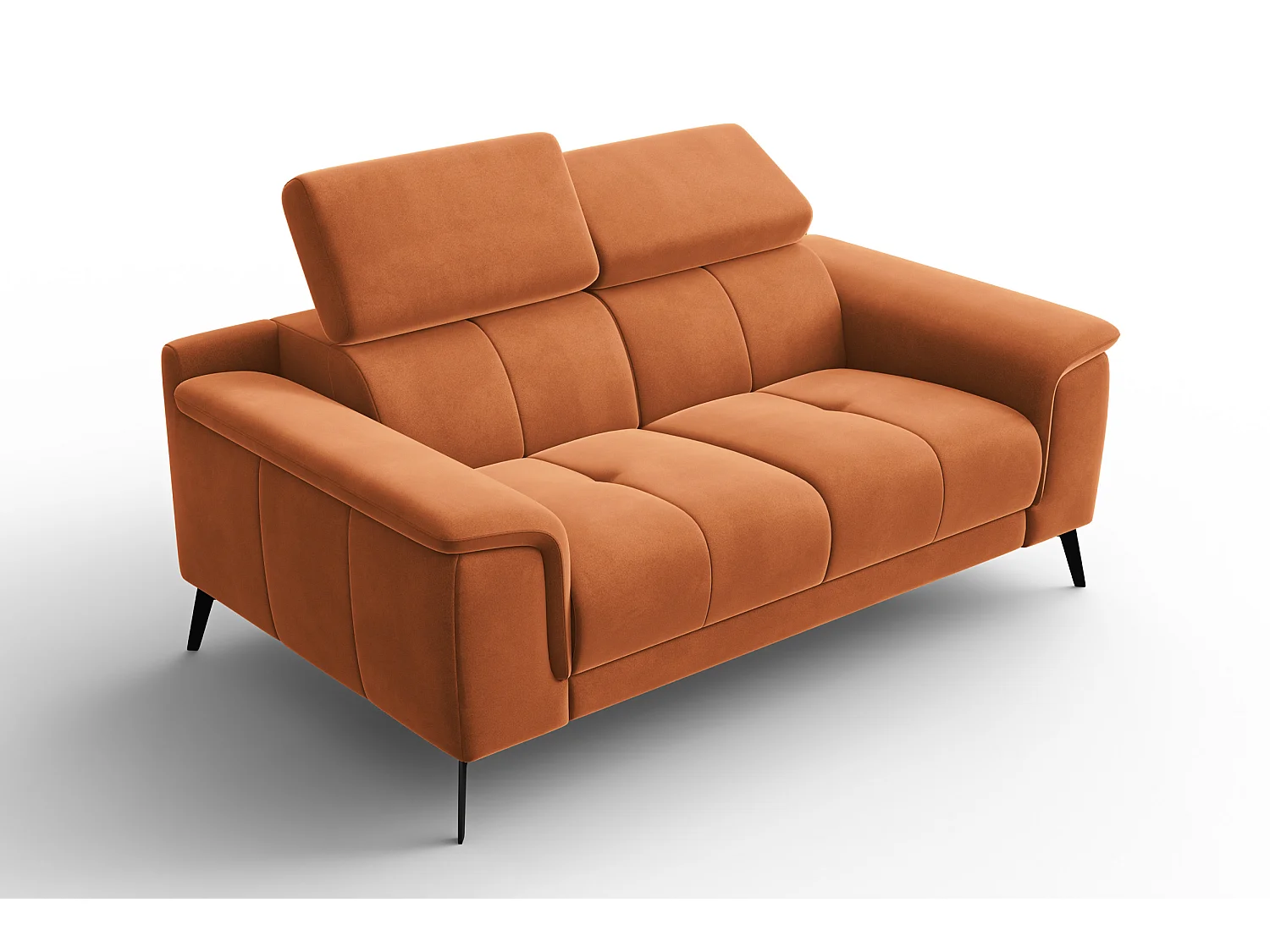 Sofa 2-Sitzer FIERO, Oranger Veloursstoff