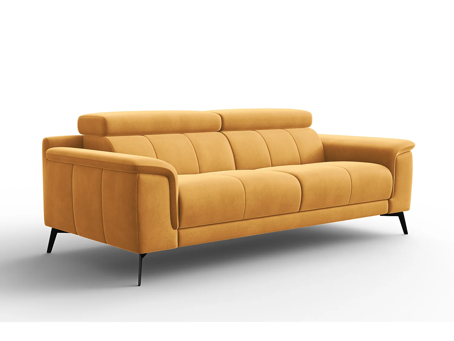 Sofa 3-Sitzer FIERO, Gelber Veloursstoff