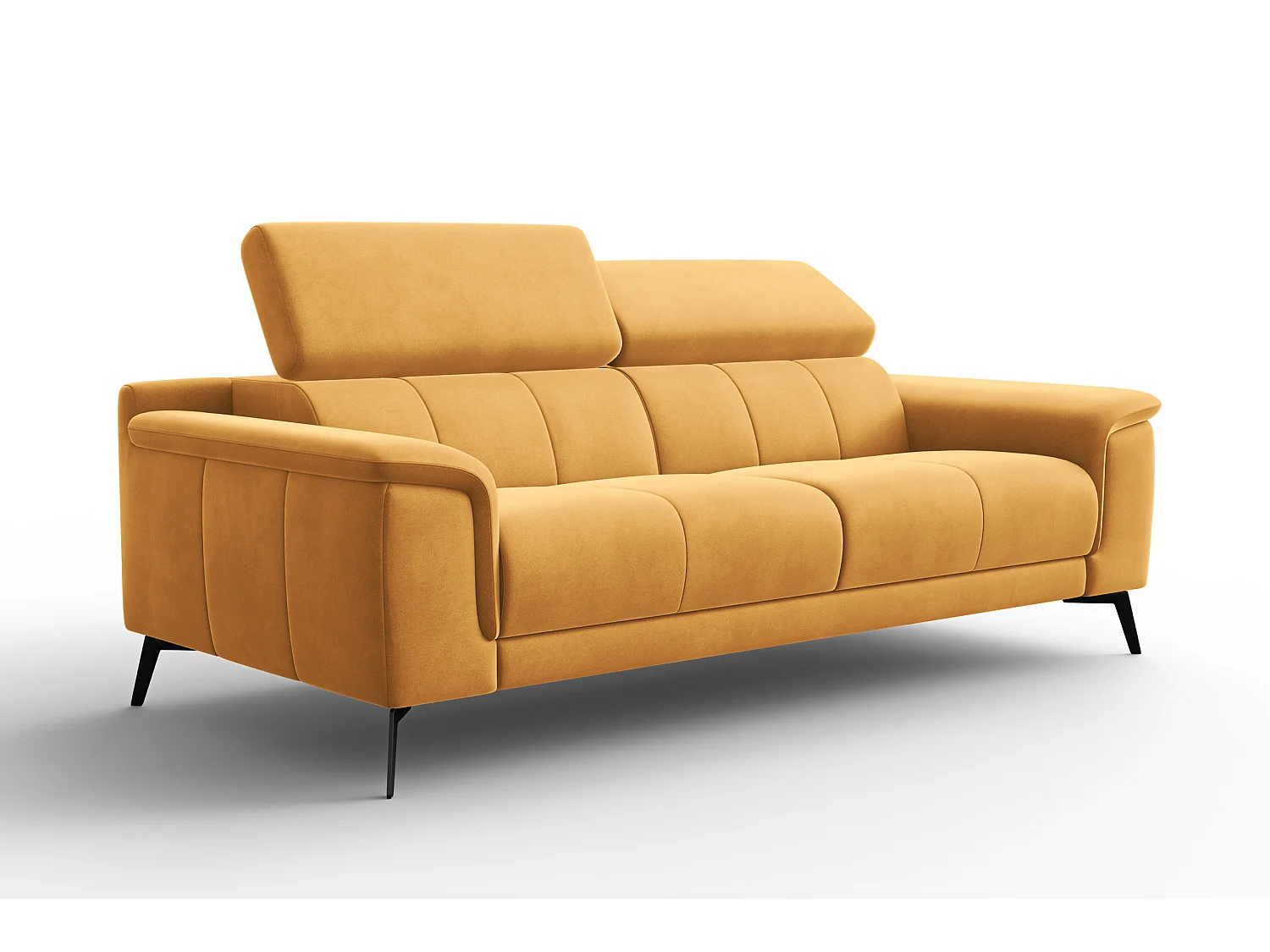 Sofa 3-Sitzer FIERO, Gelber Veloursstoff