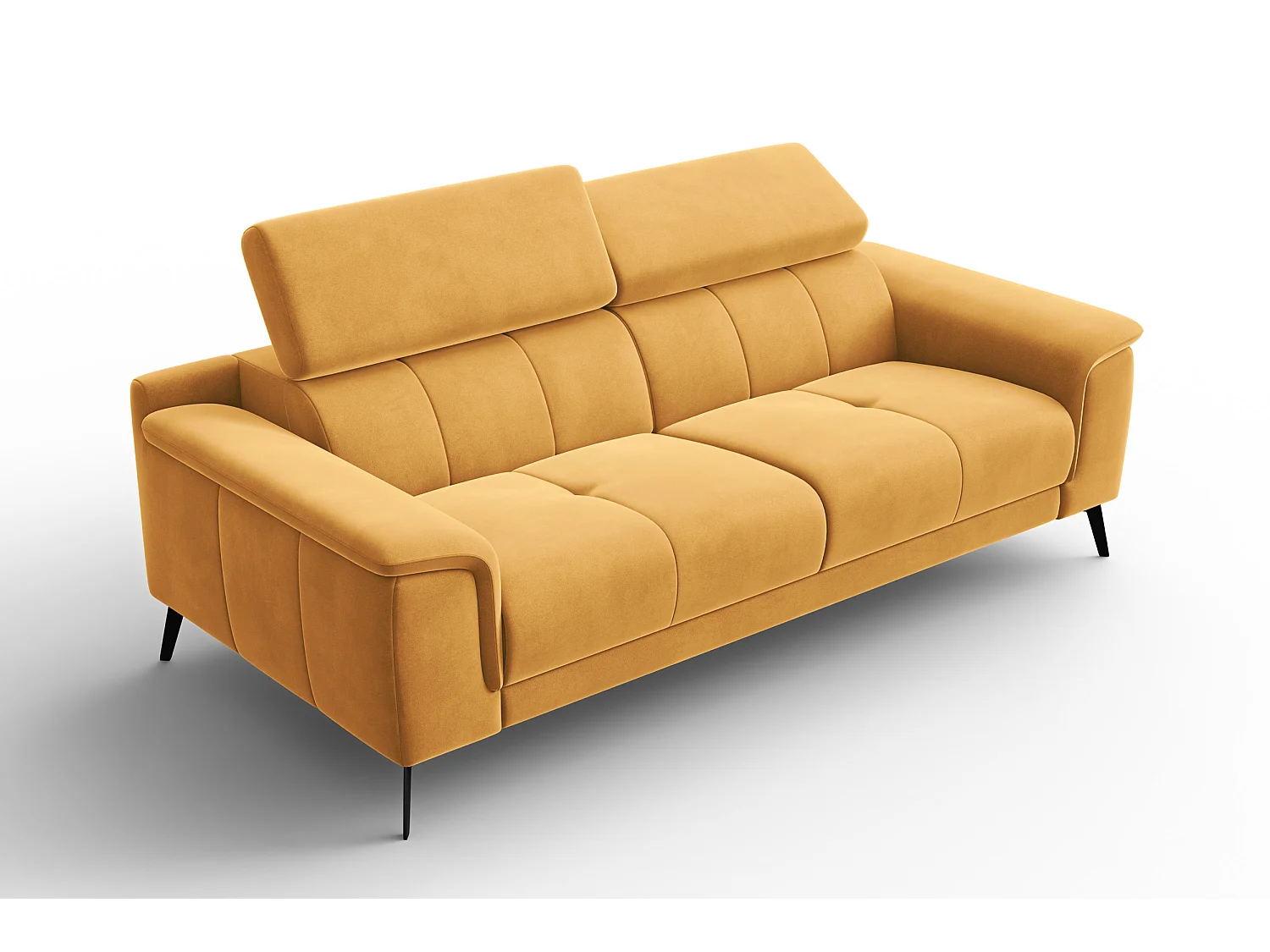 Sofa 3-Sitzer FIERO, Gelber Veloursstoff