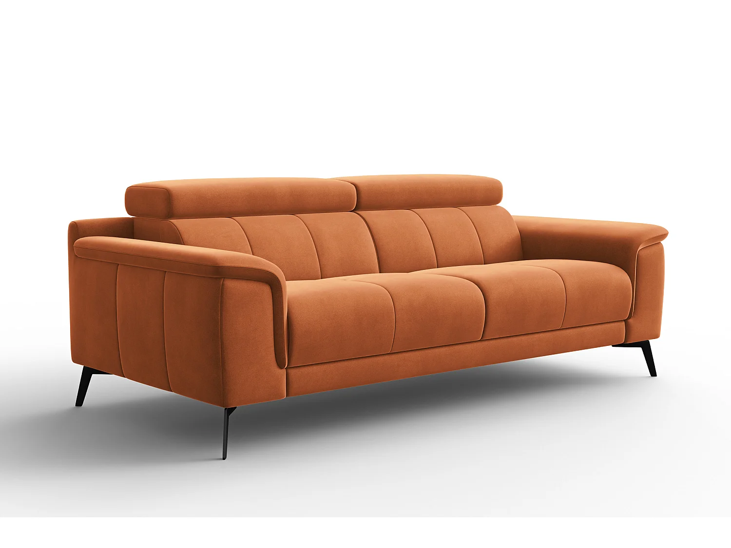 Sofa 3-Sitzer FIERO, Oranger Veloursstoff