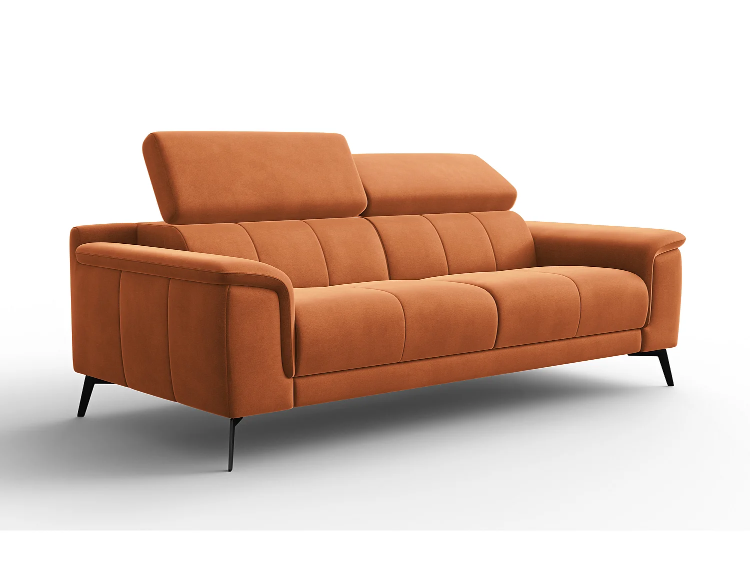 Sofa 3-Sitzer FIERO, Oranger Veloursstoff