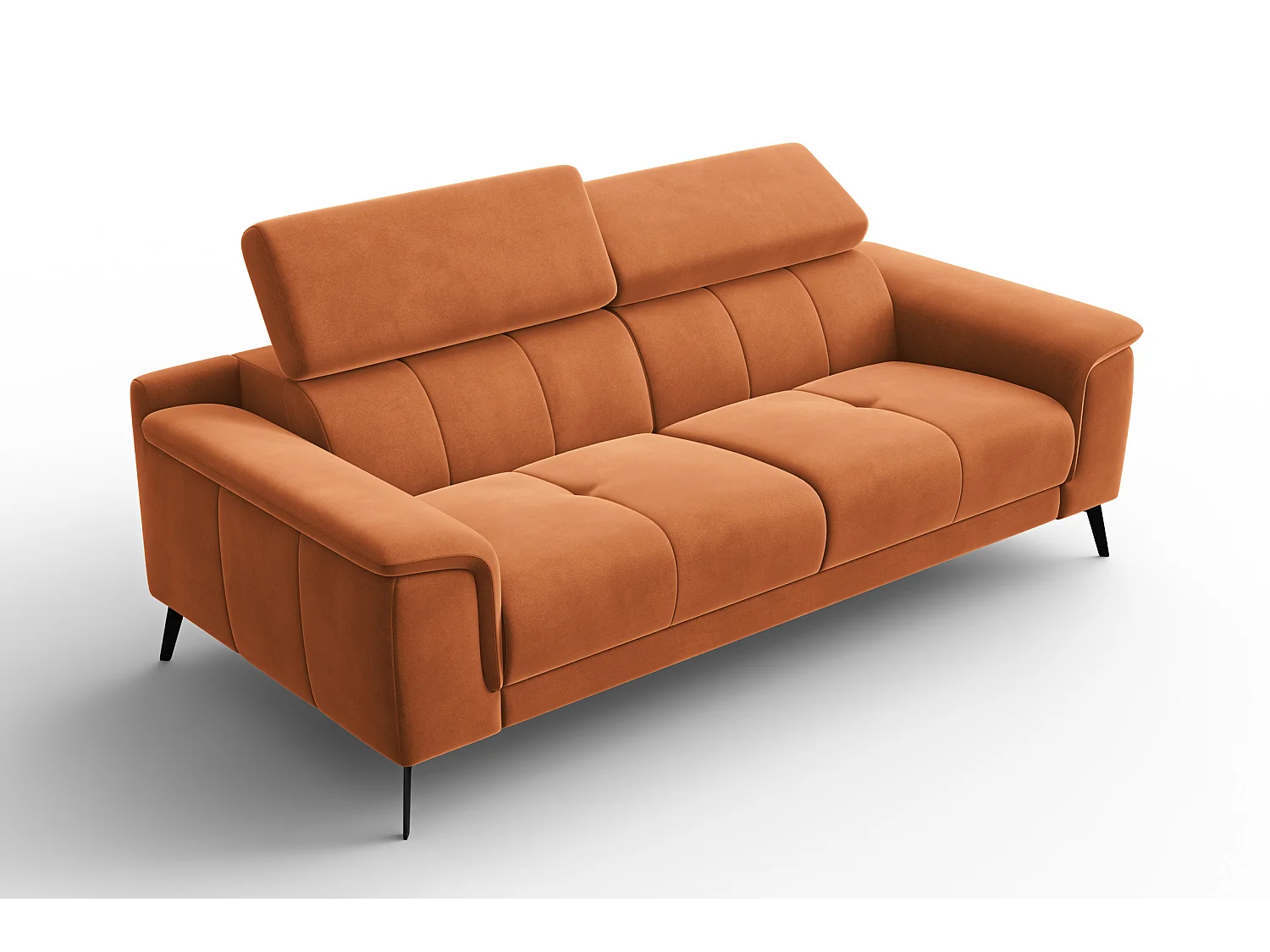 Sofa 3-Sitzer FIERO, Oranger Veloursstoff