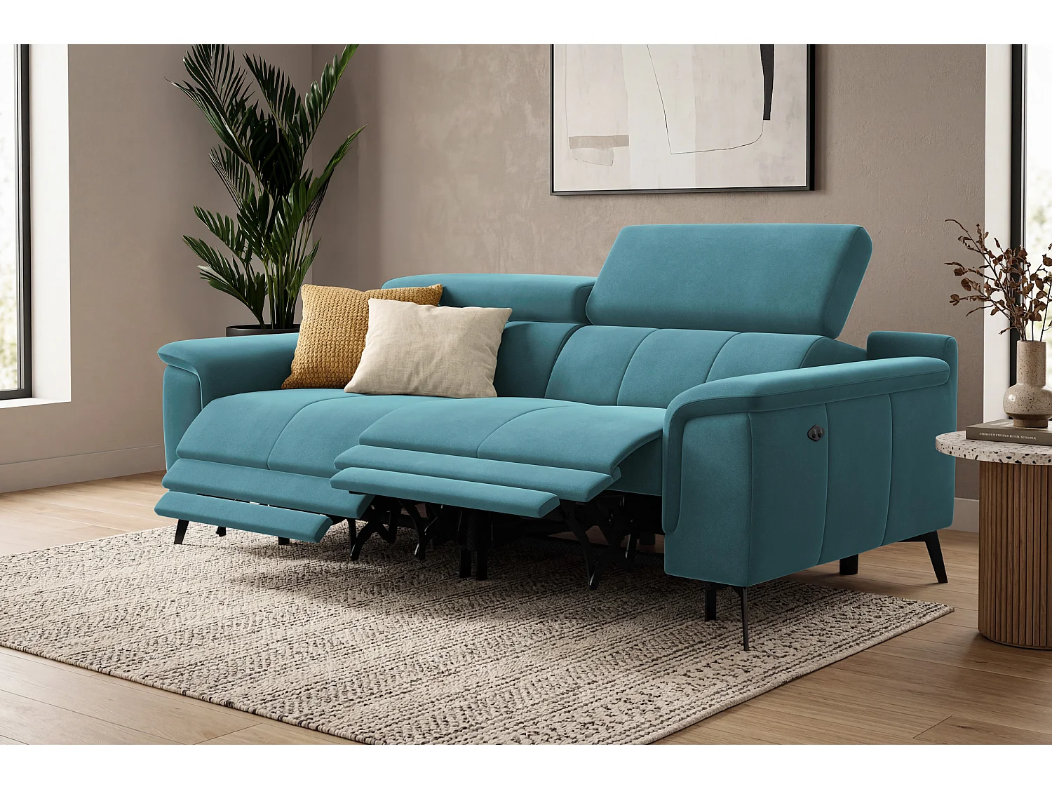 Sofa Relax 3-Sitzer FIERO, Minter Veloursstoff