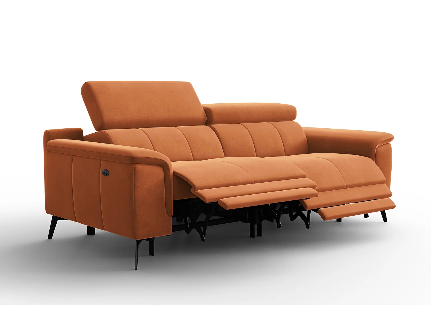 Sofa Relax 3-Sitzer FIERO, Oranger Veloursstoff