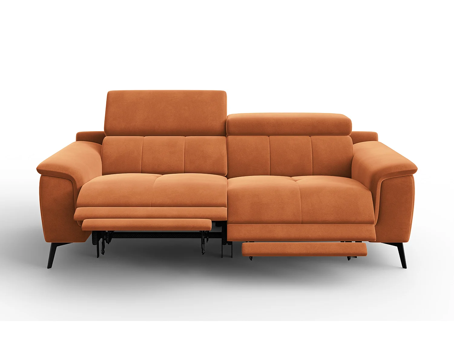 Sofa Relax 3-Sitzer FIERO, Oranger Veloursstoff