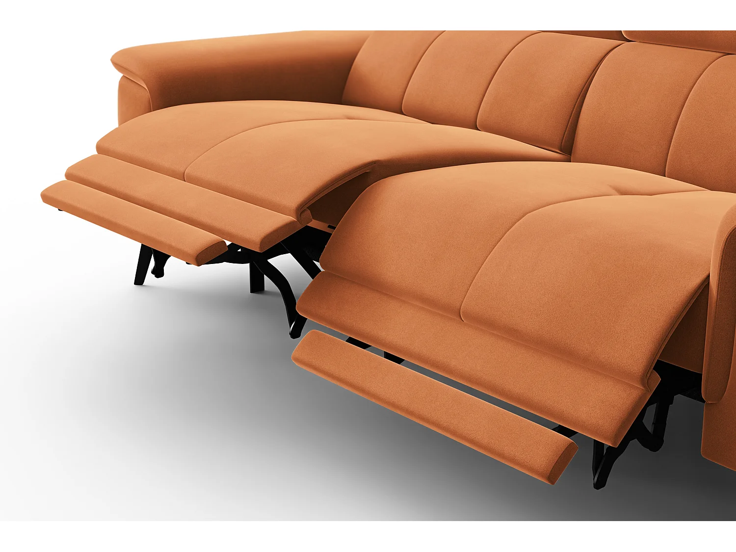 Sofa Relax 3-Sitzer FIERO, Oranger Veloursstoff