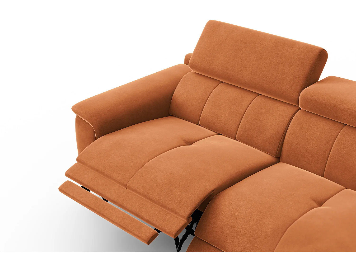 Sofa Relax 3-Sitzer FIERO, Oranger Veloursstoff