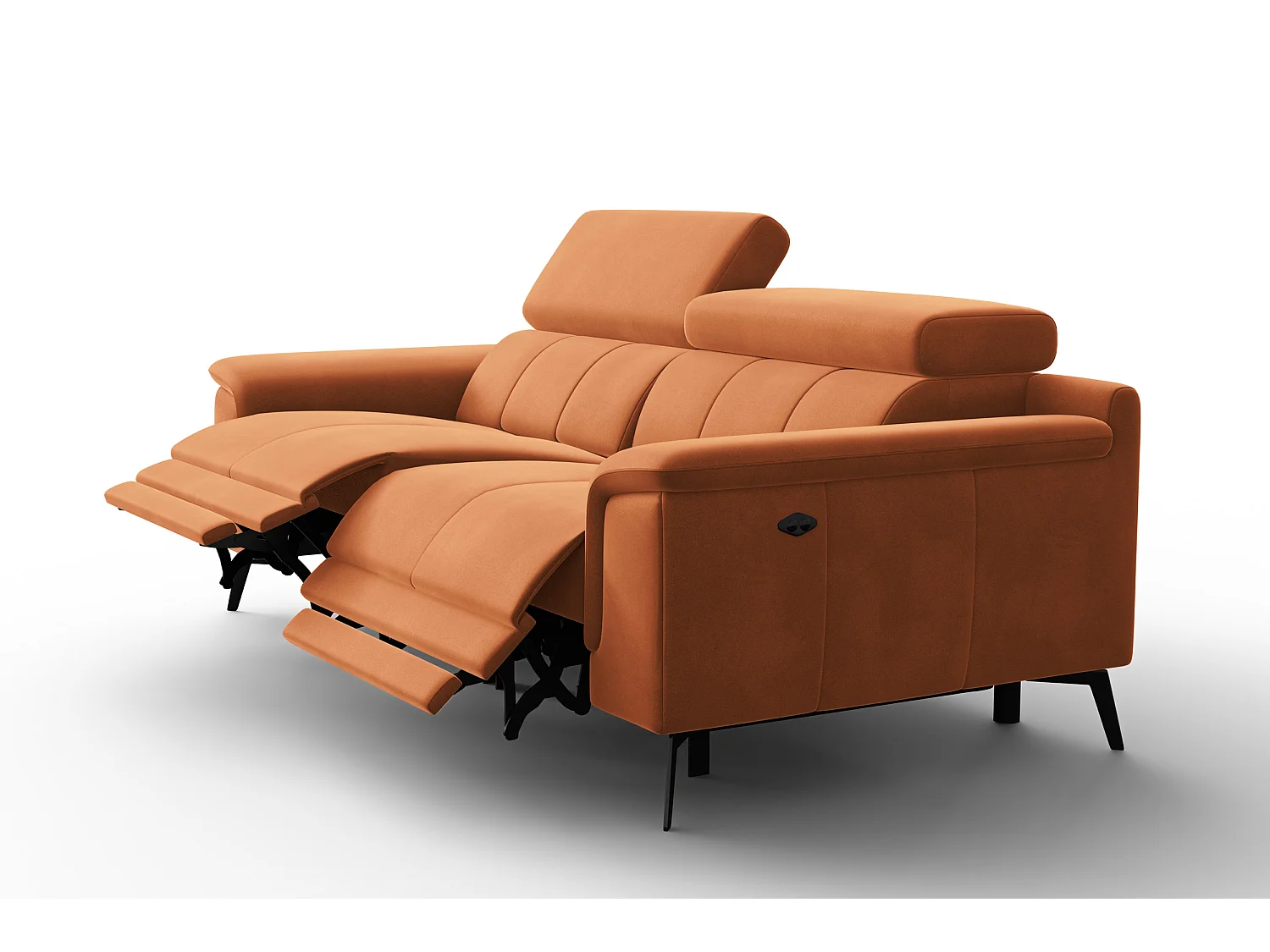 Sofa Relax 3-Sitzer FIERO, Oranger Veloursstoff