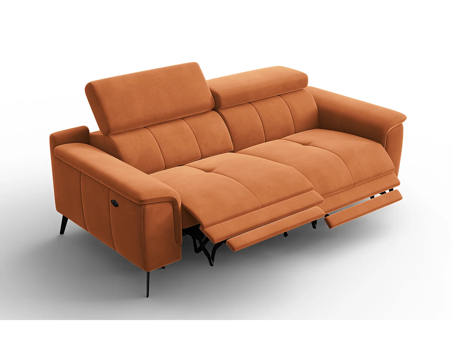 Sofa Relax 3-Sitzer FIERO, Oranger Veloursstoff