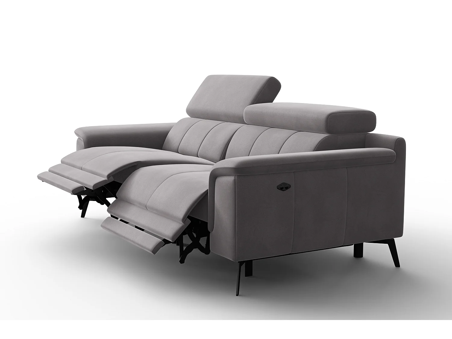 Sofa Relax 3-Sitzer FIERO, Dunkelgrauer Veloursstoff