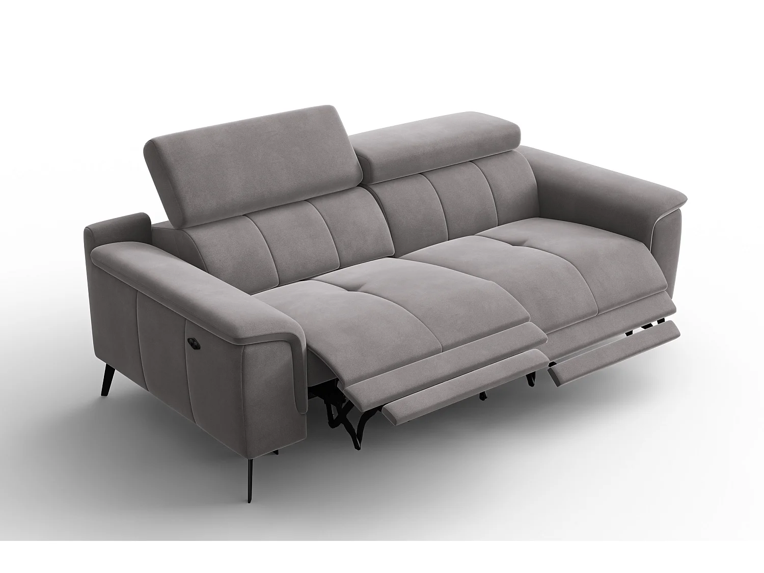 Sofa Relax 3-Sitzer FIERO, Dunkelgrauer Veloursstoff
