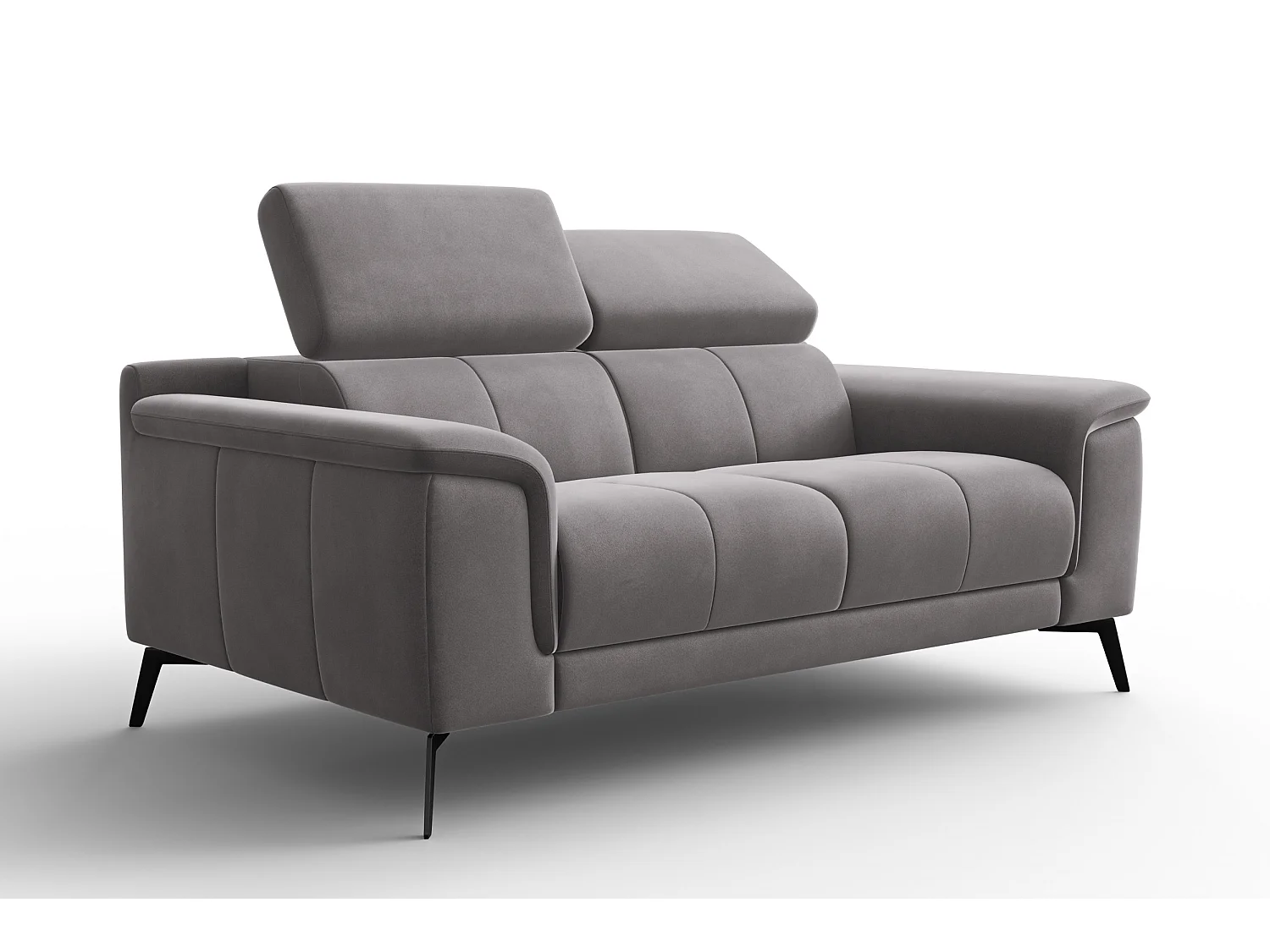 Sofa 2-Sitzer FIERO, Dunkelgrauer Veloursstoff