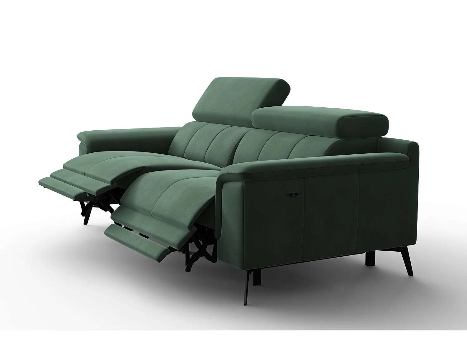 Sofa Relax 3-Sitzer FIERO, Grüner Veloursstoff