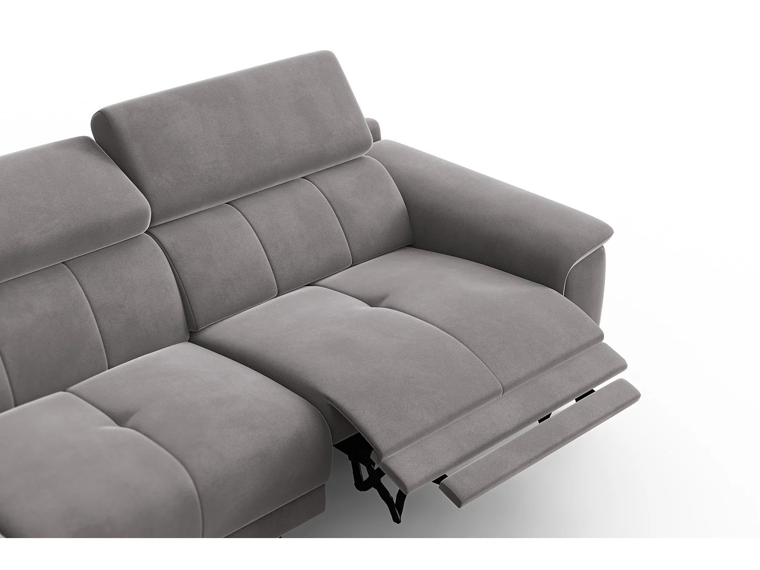 CANAPÉ D'ANGLE RELAX FIERO 4 places gauche, tissu velours gris foncé