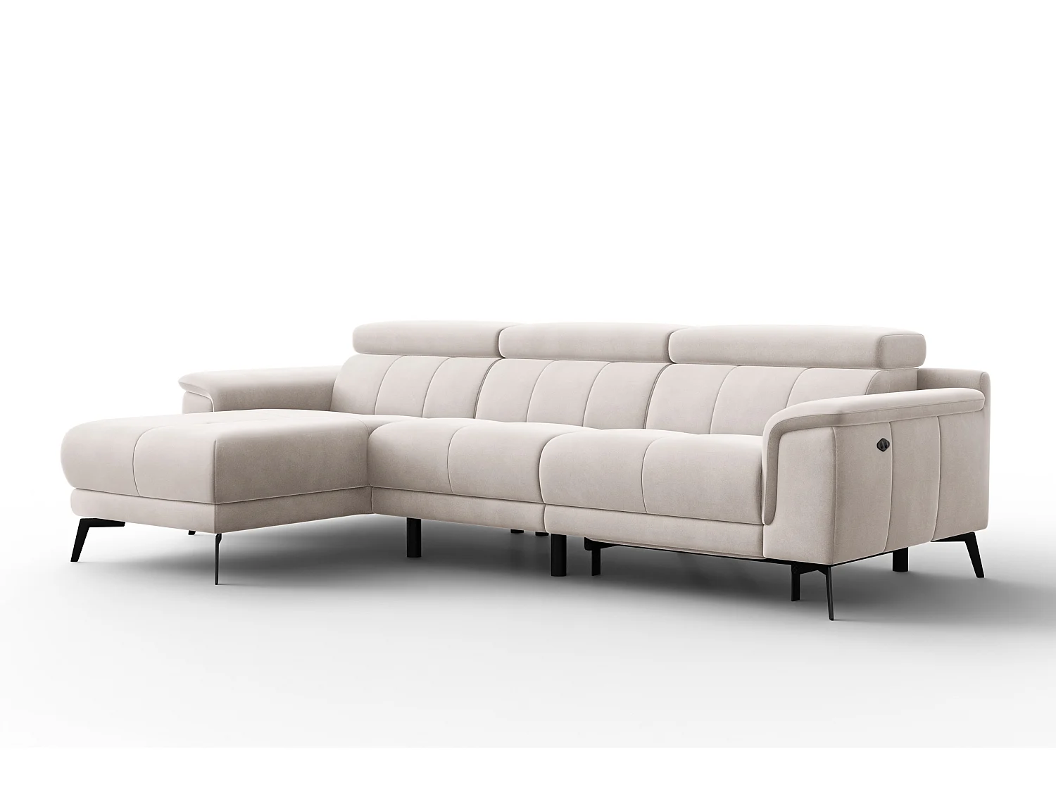CANAPÉ D'ANGLE RELAX FIERO 4 places gauche, tissu velours beige
