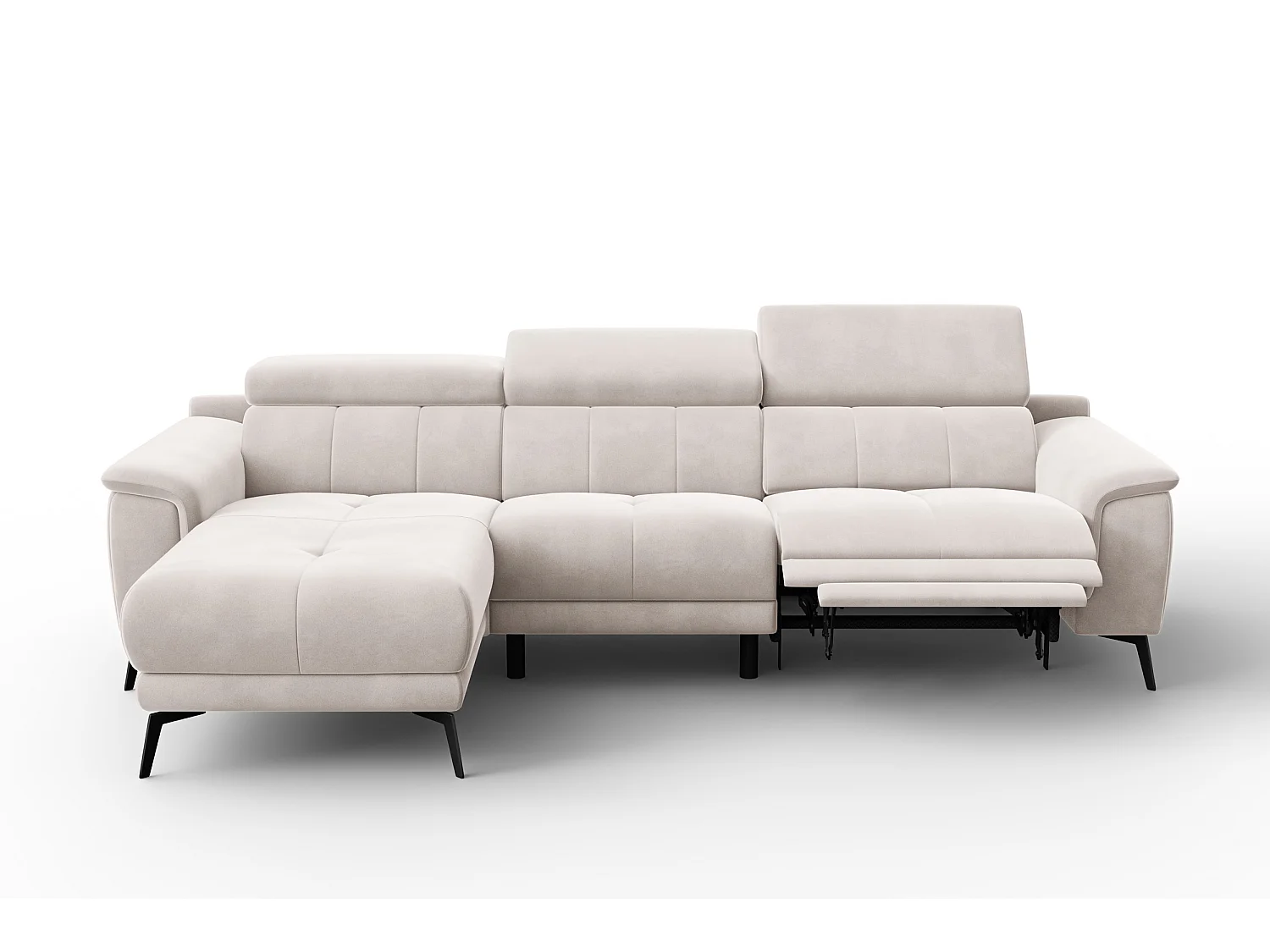 CANAPÉ D'ANGLE RELAX FIERO 4 places gauche, tissu velours beige