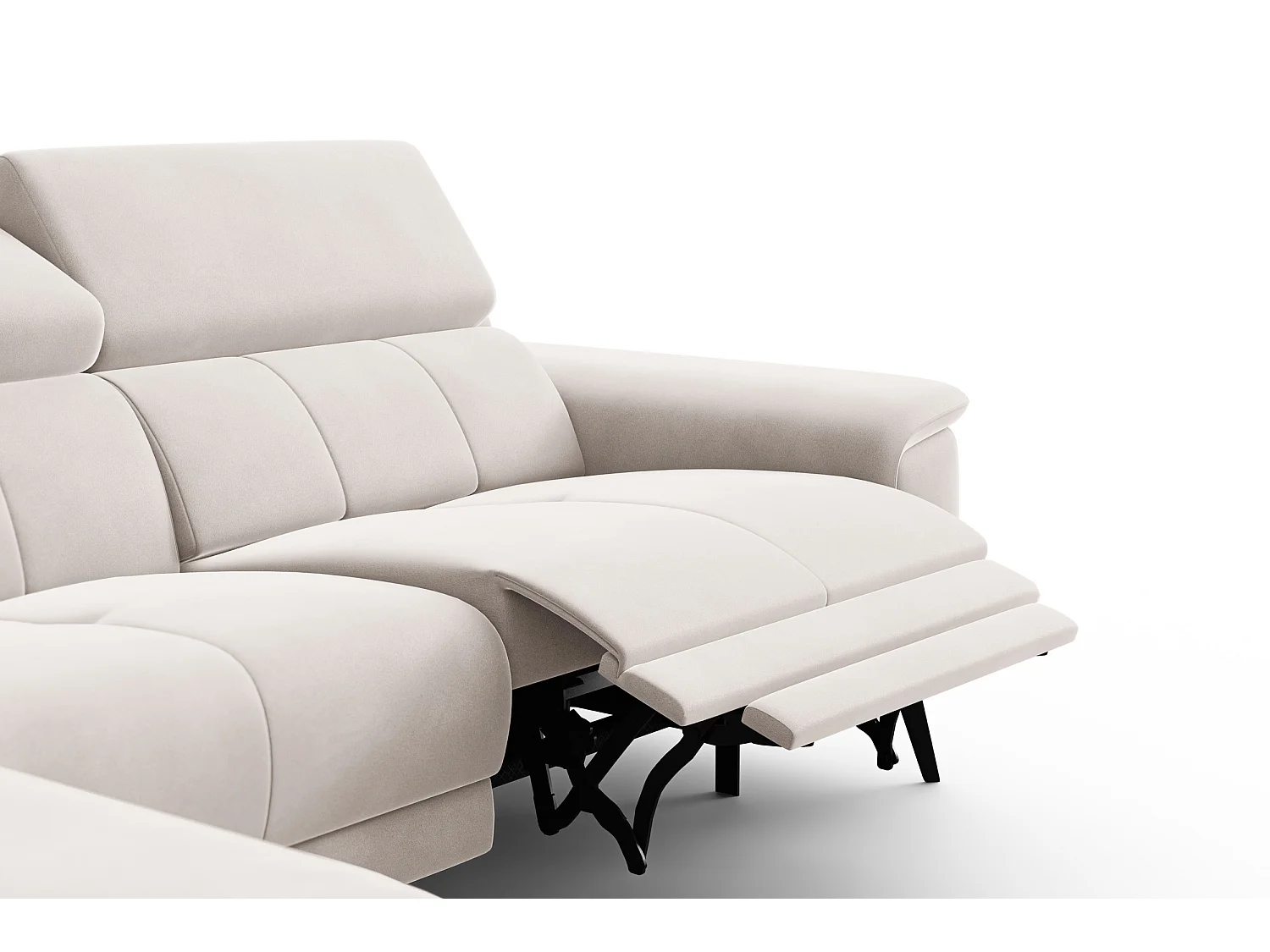 CANAPÉ D'ANGLE RELAX FIERO 4 places gauche, tissu velours beige