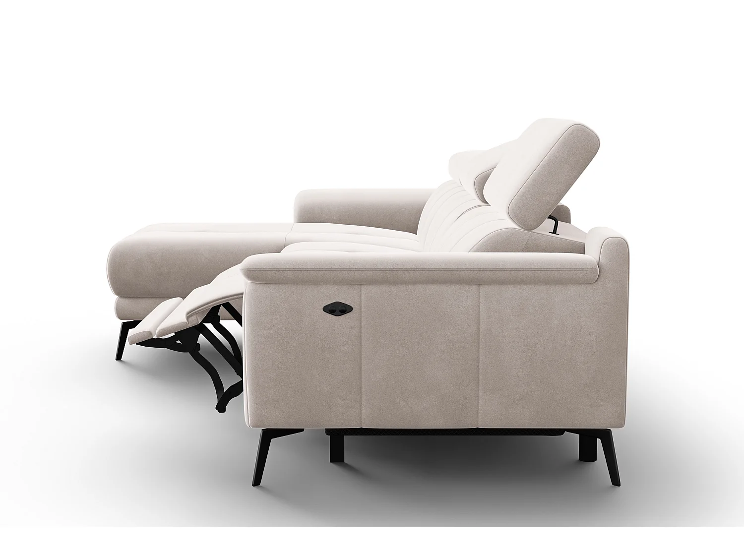 CANAPÉ D'ANGLE RELAX FIERO 4 places gauche, tissu velours beige