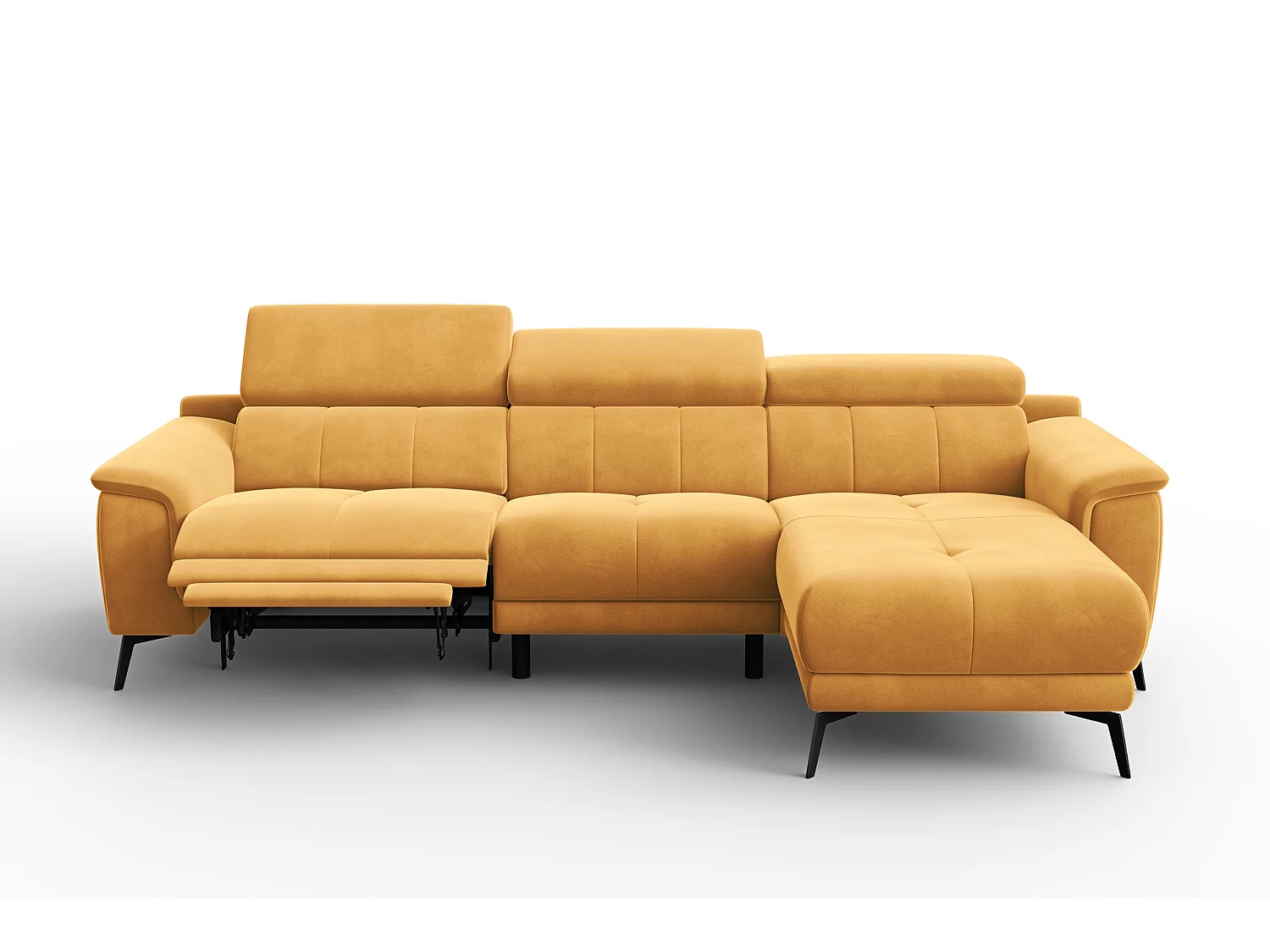 CANAPÉ D'ANGLE RELAX FIERO 4 places droit, tissu velours jaune