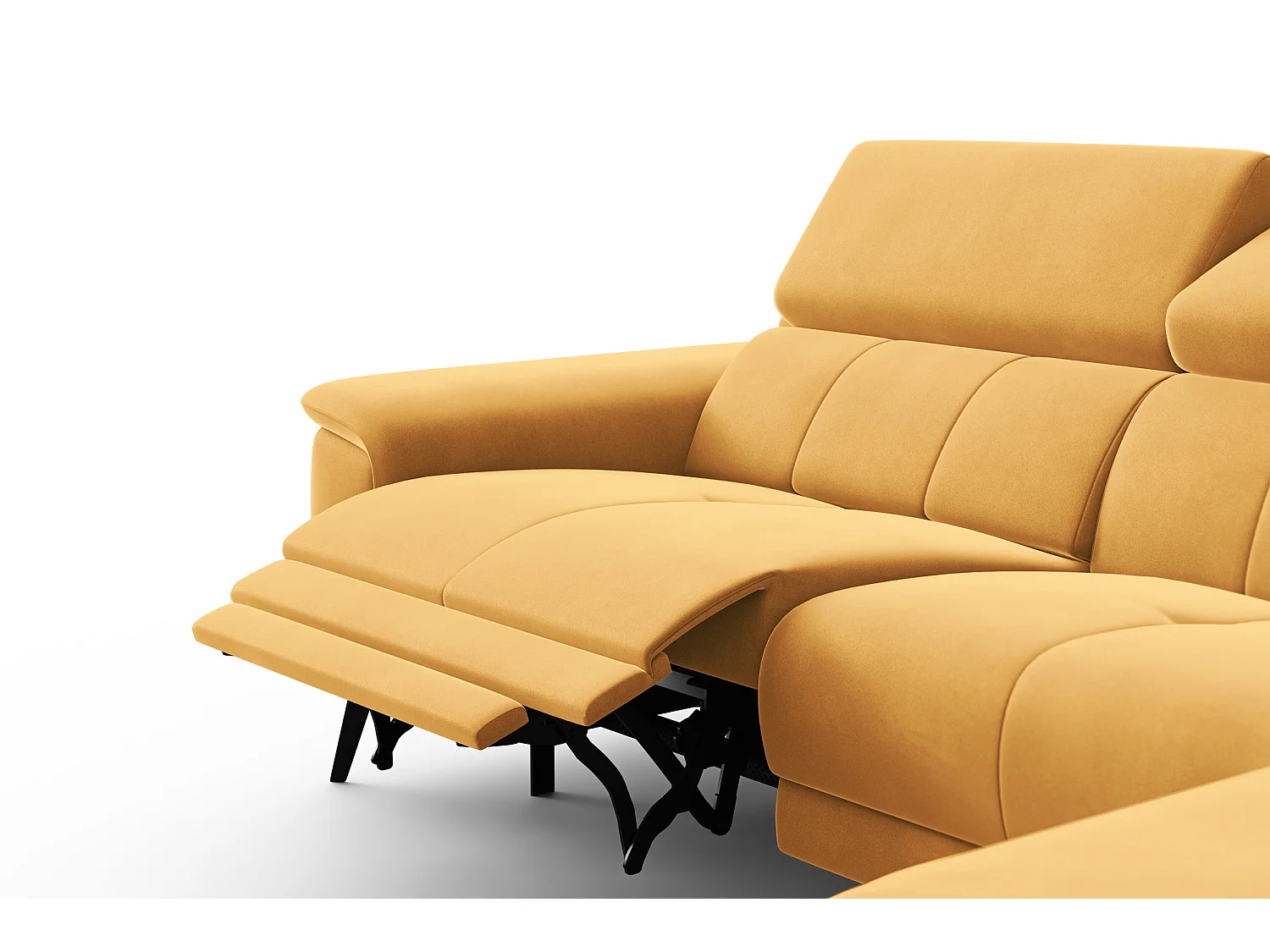 CANAPÉ D'ANGLE RELAX FIERO 4 places droit, tissu velours jaune