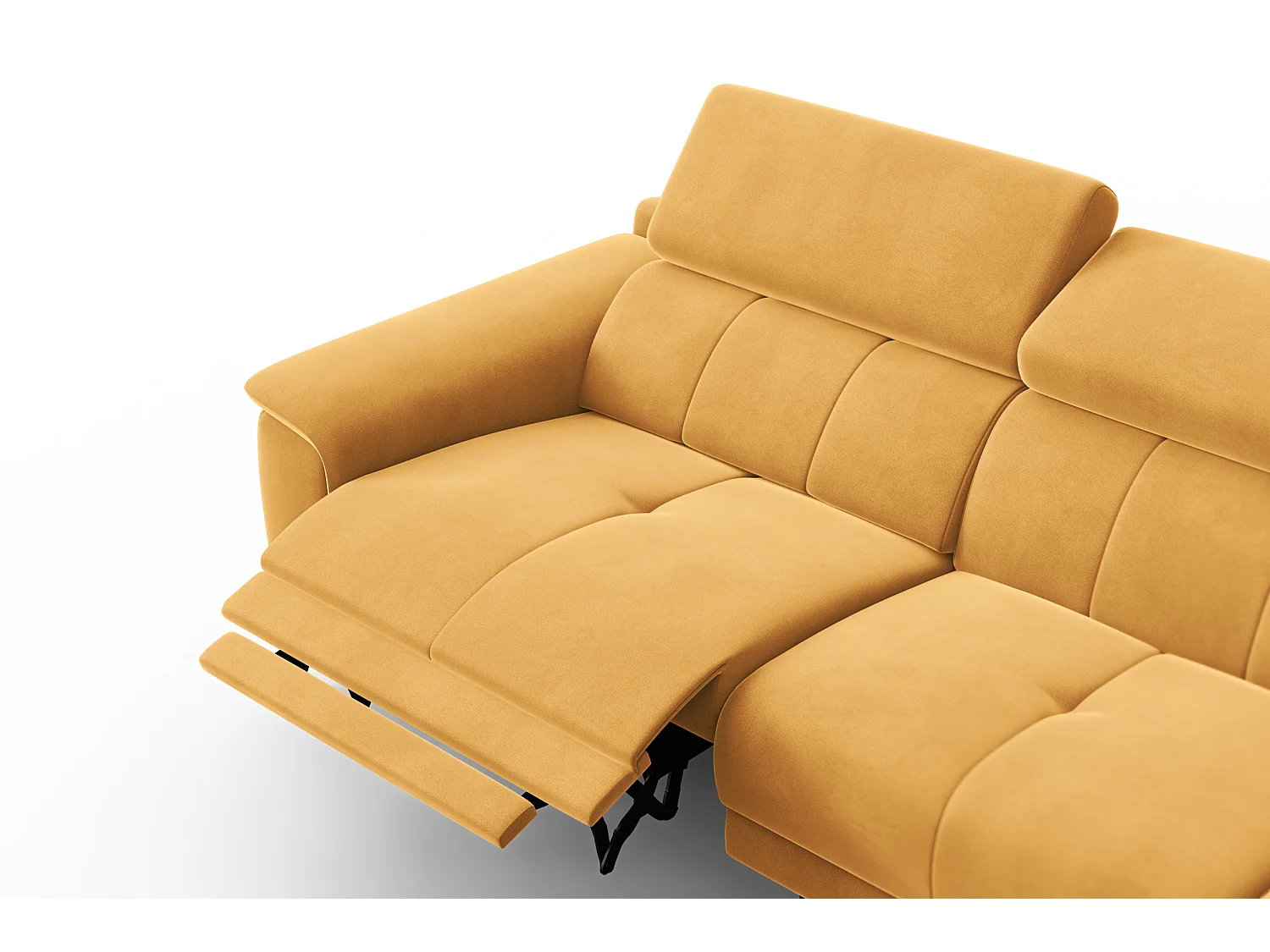 CANAPÉ D'ANGLE RELAX FIERO 4 places droit, tissu velours jaune