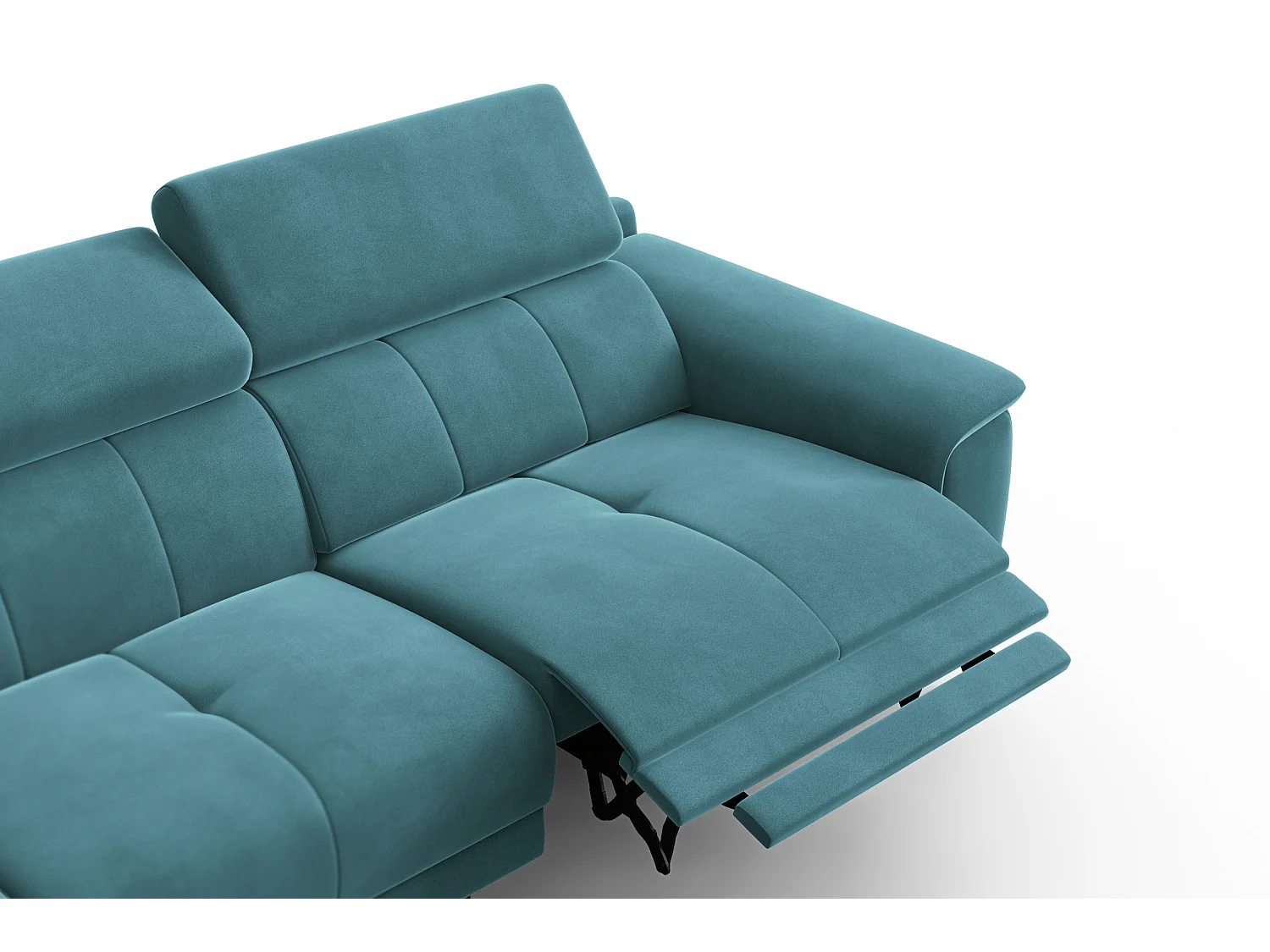 CANAPÉ D'ANGLE RELAX FIERO 4 places gauche, tissu velours turquoise