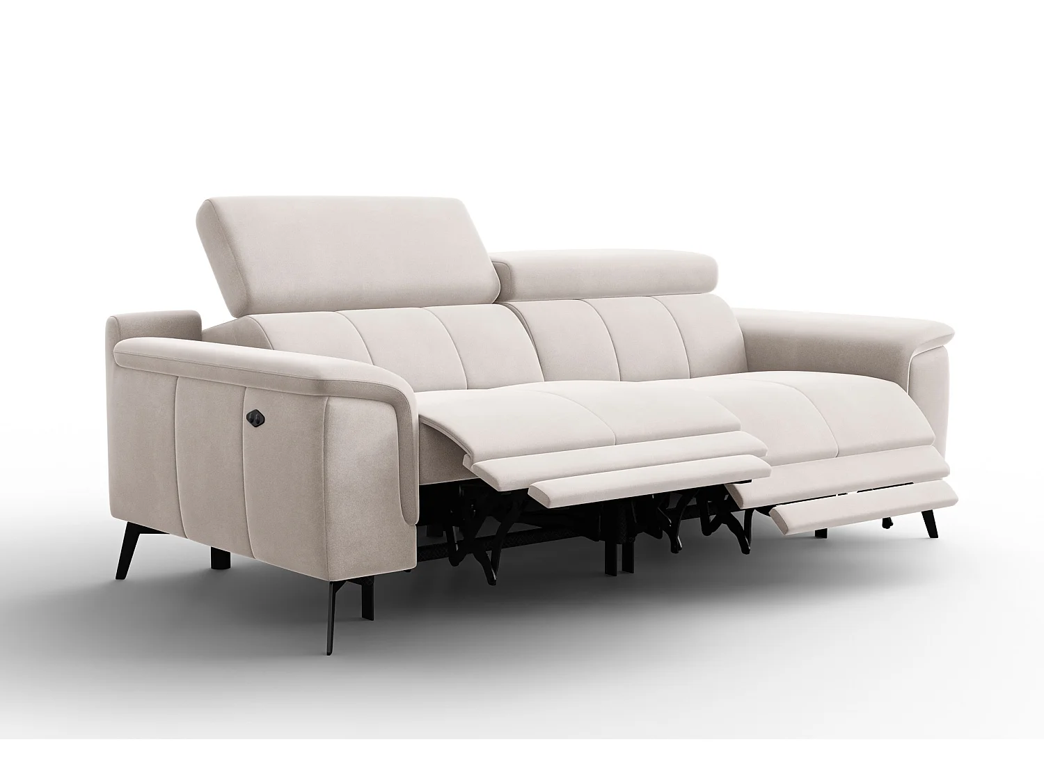 Sofa Relax 3-Sitzer FIERO, Beiger Veloursstoff