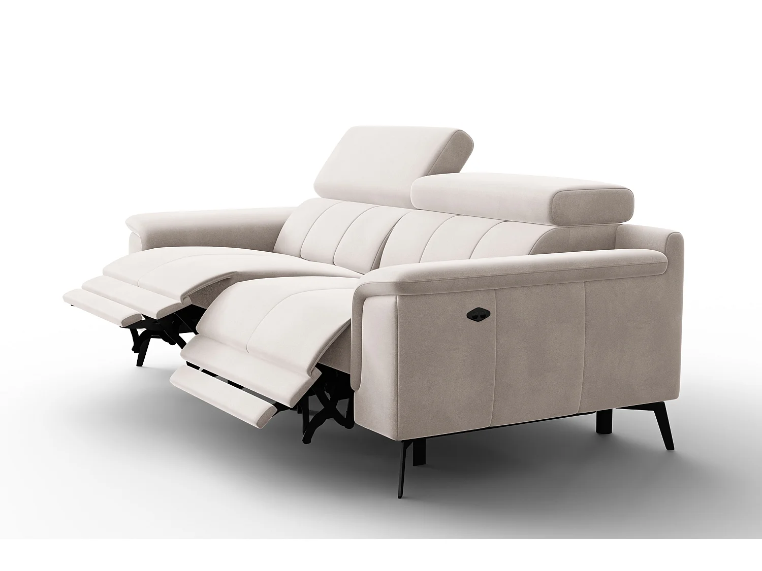 Sofa Relax 3-Sitzer FIERO, Beiger Veloursstoff