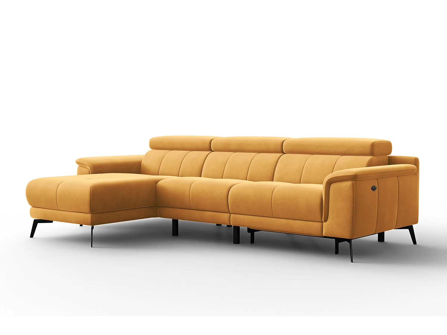 CANAPÉ D'ANGLE RELAX FIERO 4 places gauche, tissu velours jaune