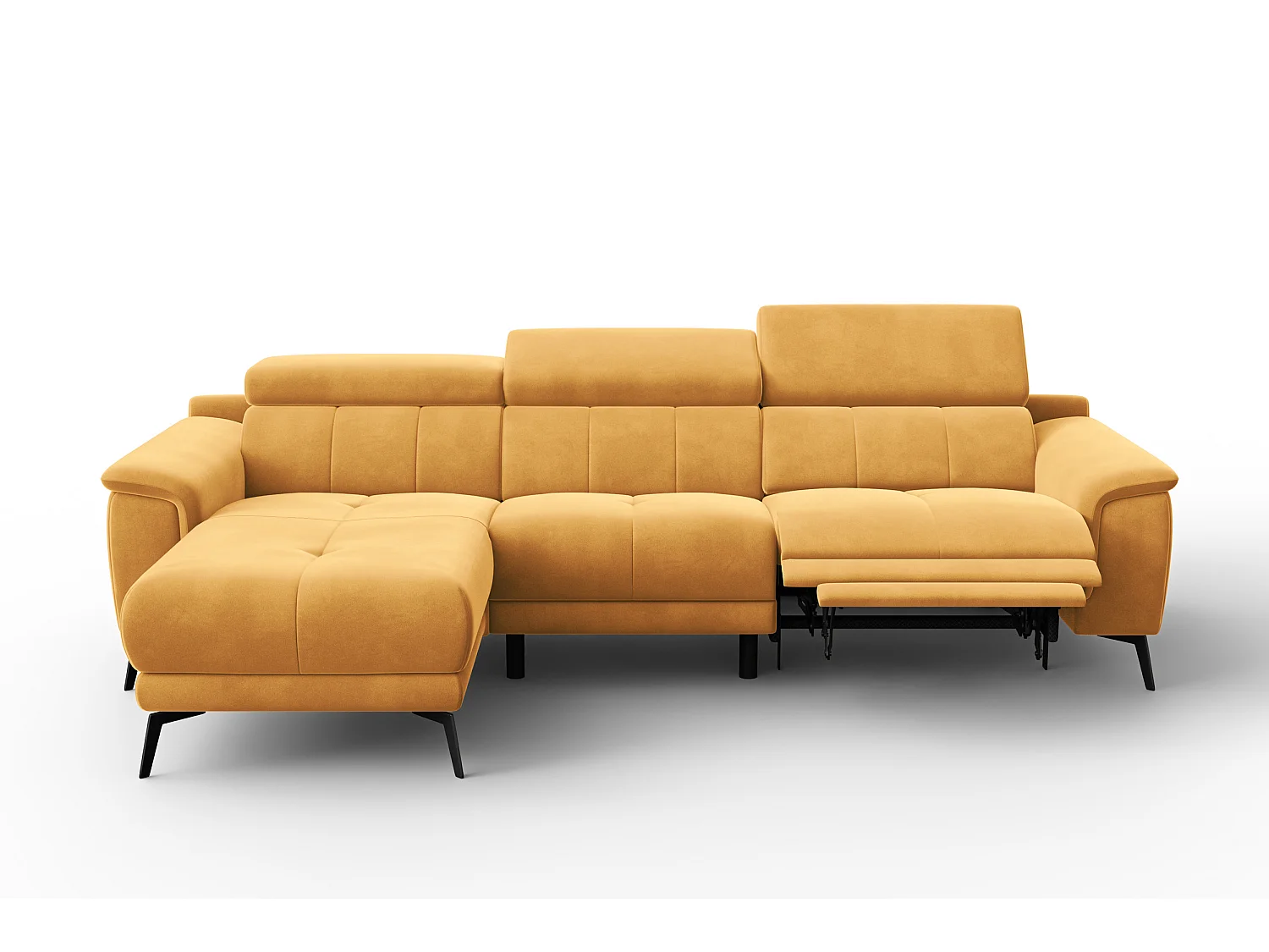 CANAPÉ D'ANGLE RELAX FIERO 4 places gauche, tissu velours jaune