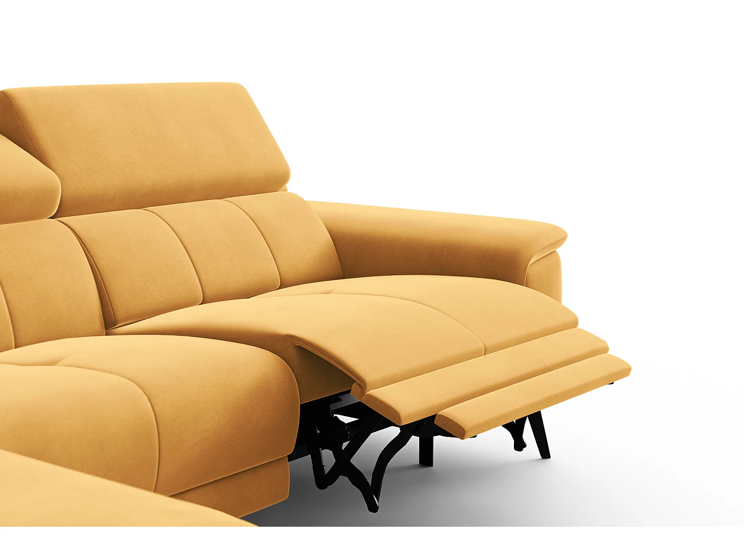 CANAPÉ D'ANGLE RELAX FIERO 4 places gauche, tissu velours jaune