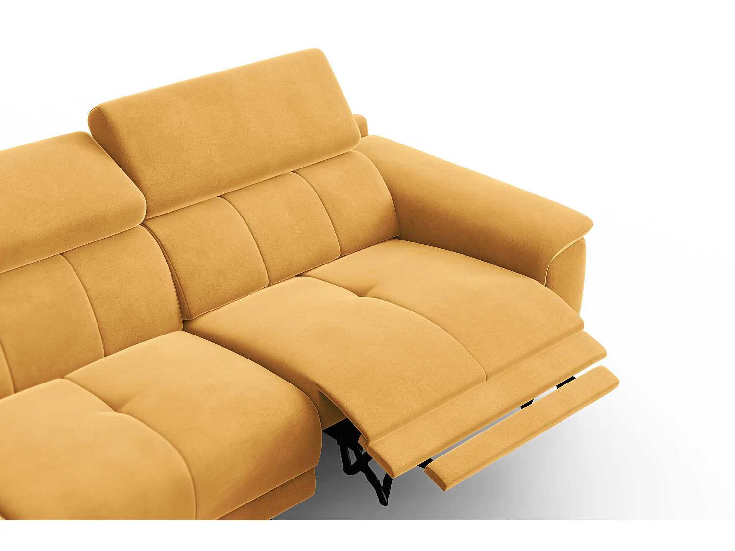 CANAPÉ D'ANGLE RELAX FIERO 4 places gauche, tissu velours jaune