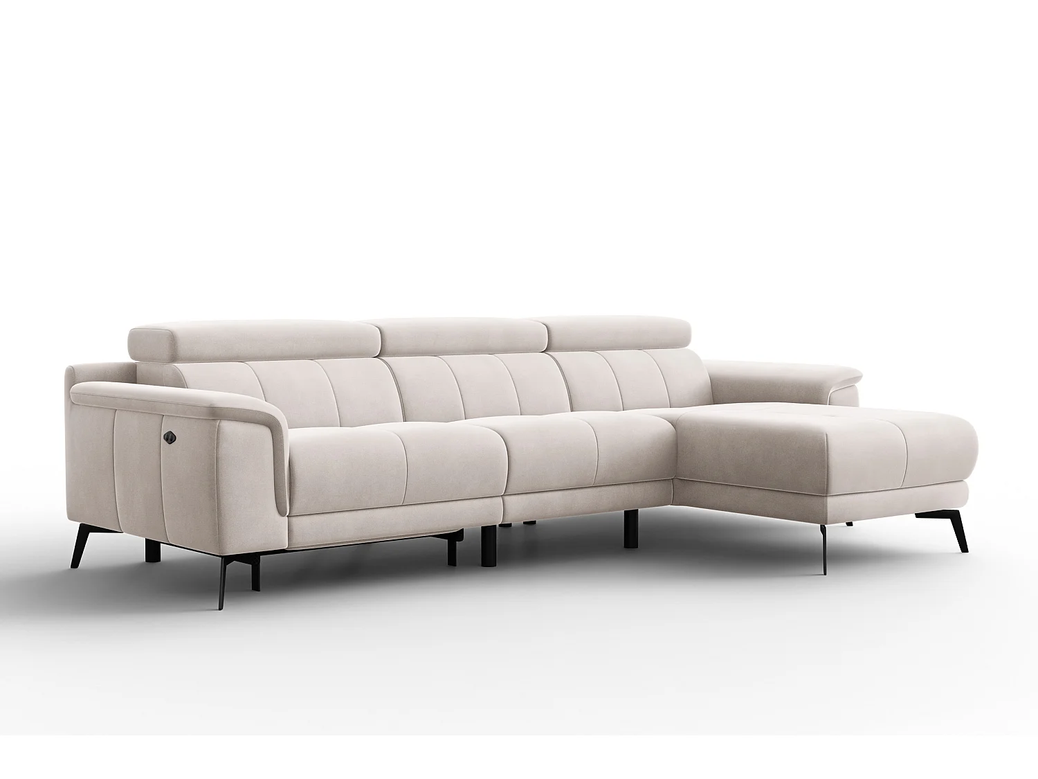 CANAPÉ D'ANGLE RELAX FIERO 4 places droit, tissu velours beige