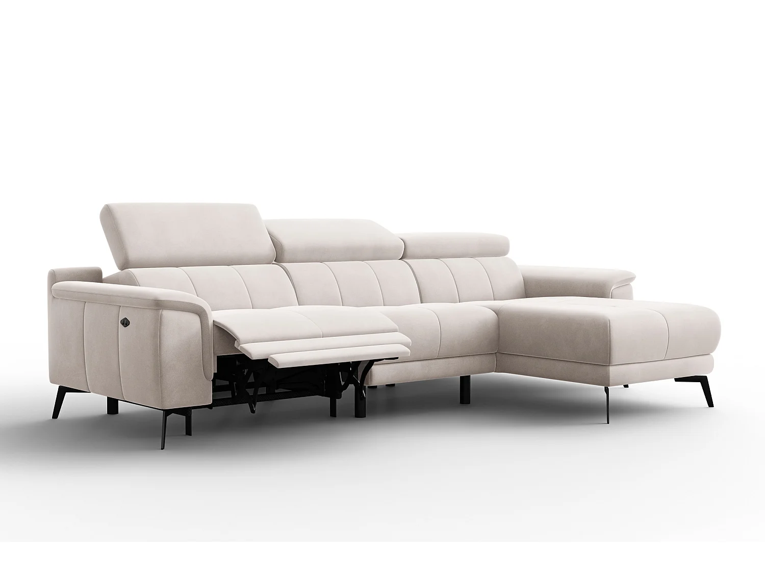 CANAPÉ D'ANGLE RELAX FIERO 4 places droit, tissu velours beige