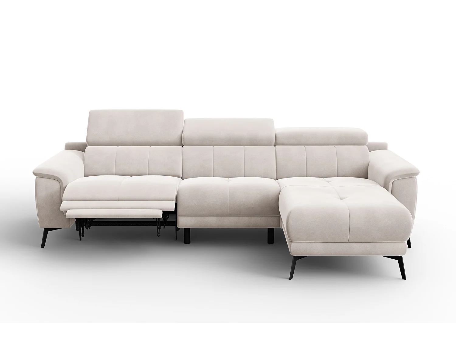 CANAPÉ D'ANGLE RELAX FIERO 4 places droit, tissu velours beige