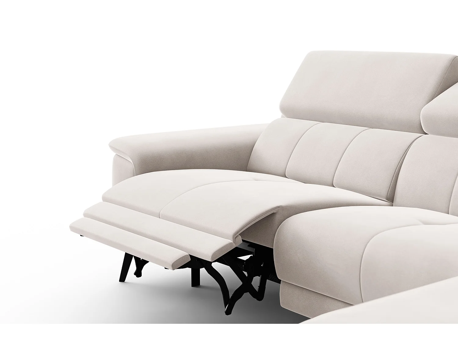 CANAPÉ D'ANGLE RELAX FIERO 4 places droit, tissu velours beige