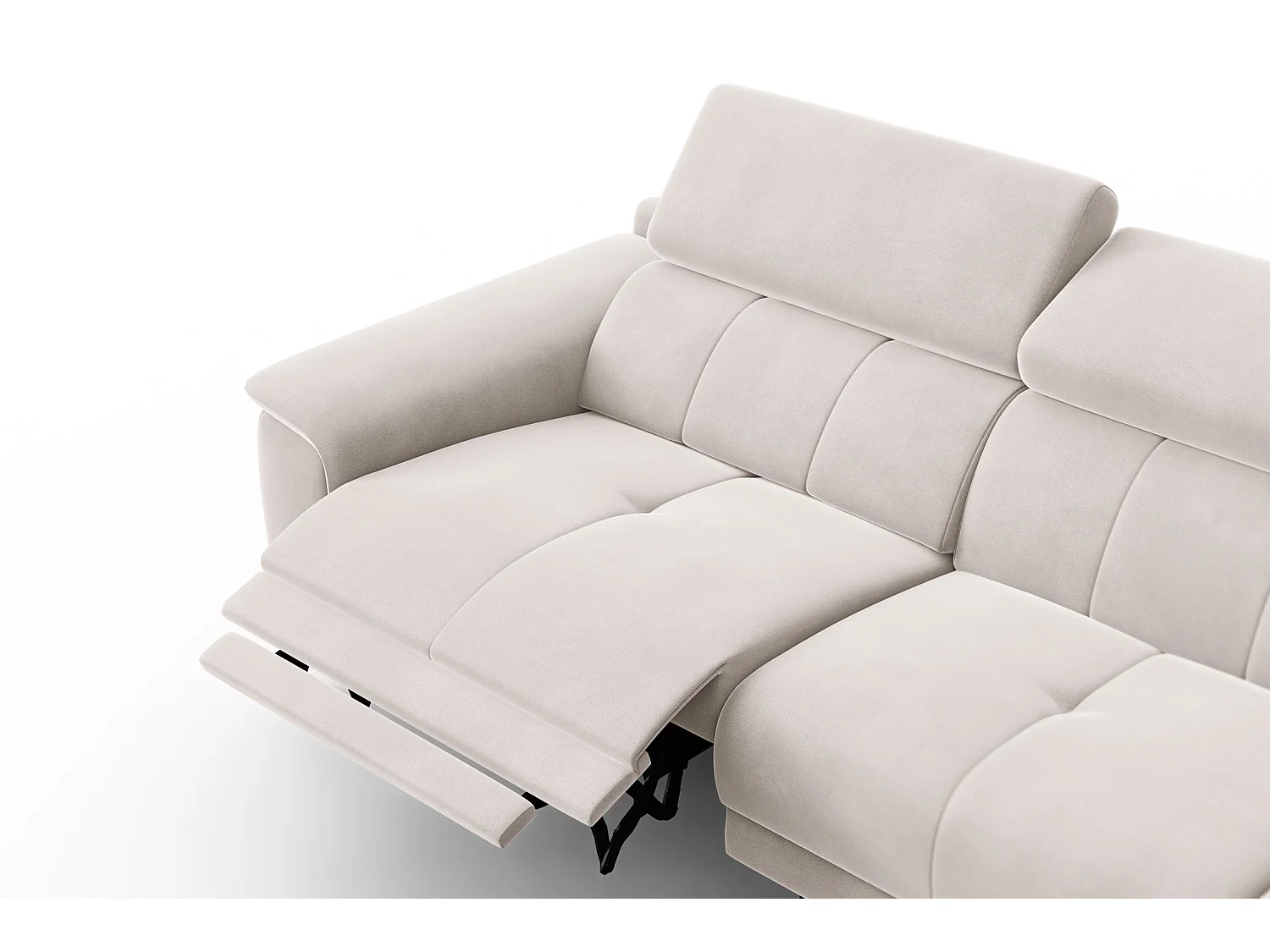 CANAPÉ D'ANGLE RELAX FIERO 4 places droit, tissu velours beige